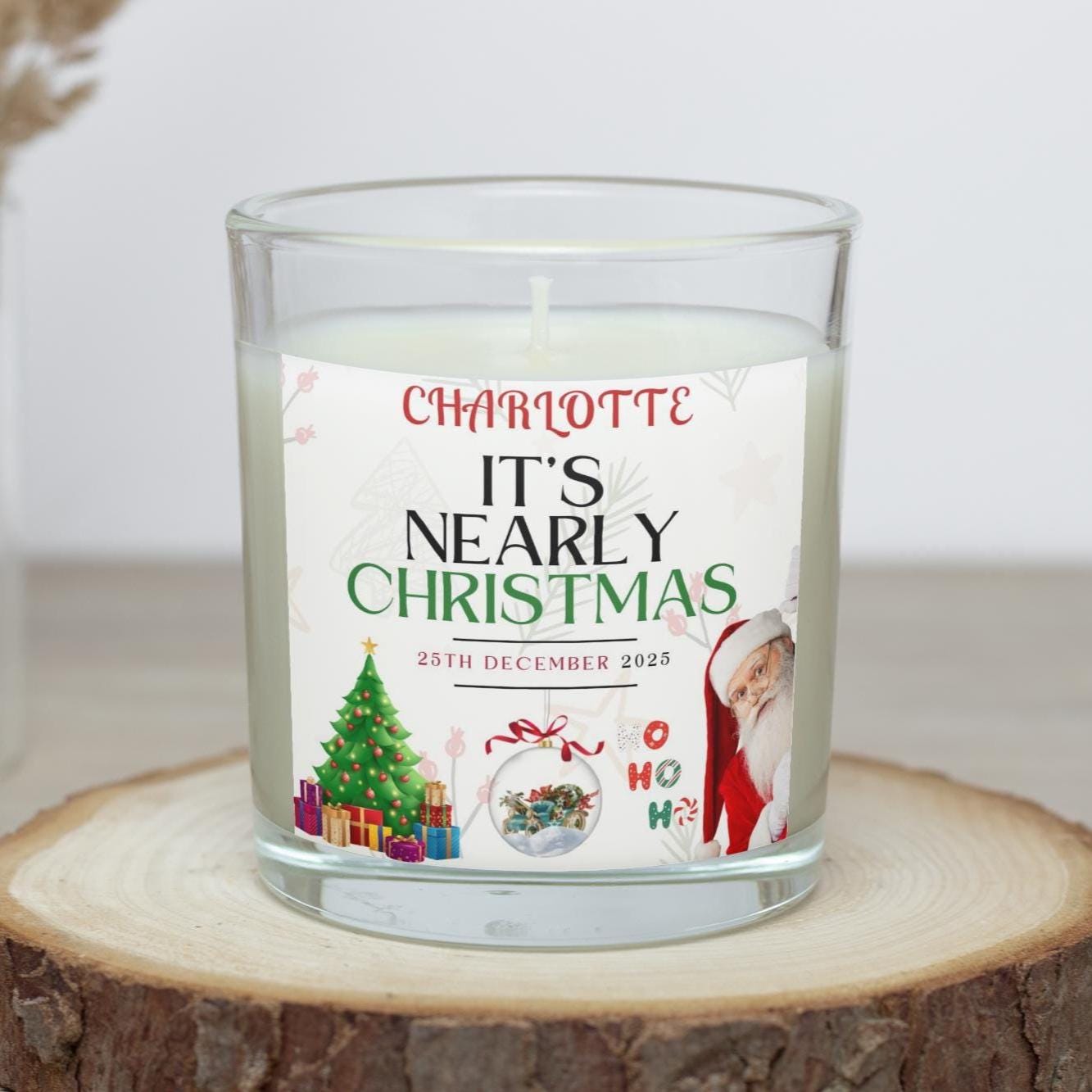 It's nearly Christmas Festive Candle | Personalised Candle | Festive Christmas Message | Custom Christmas Message | Christmas Countdown Gift Etsy