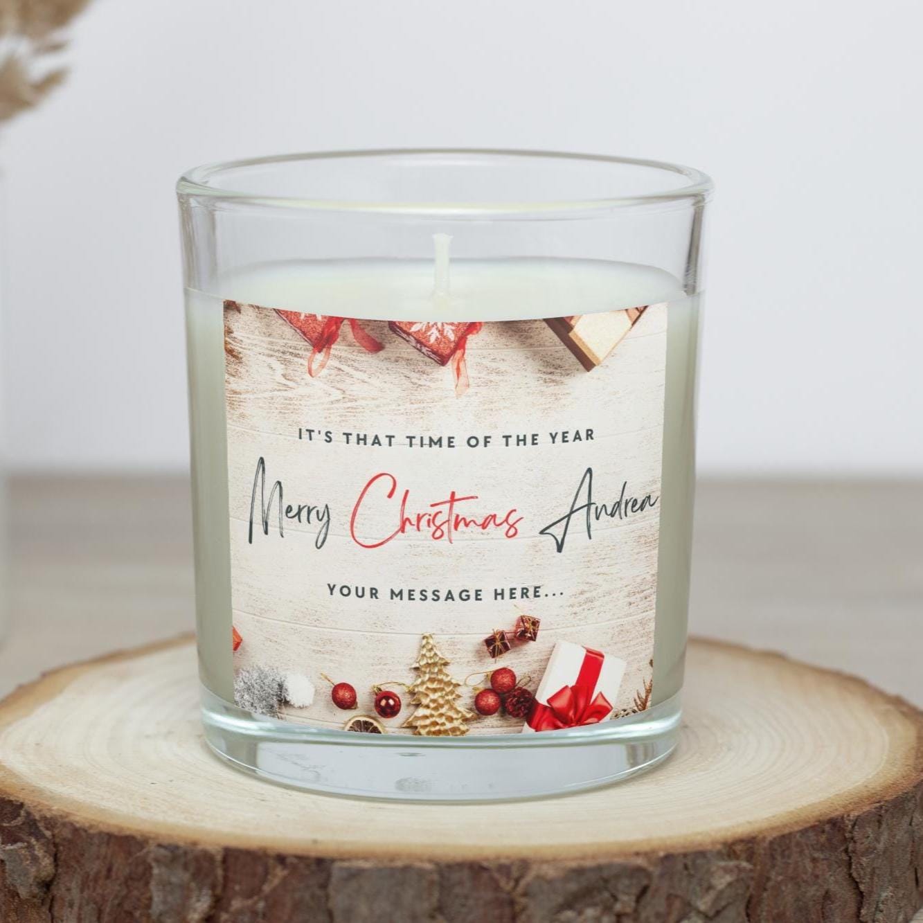 Merry Christmas Name Personalised Candle | Festive Custom Message Gift | Secret Santa Gifts | Christmas Countdown Candle | Christmas Message Etsy