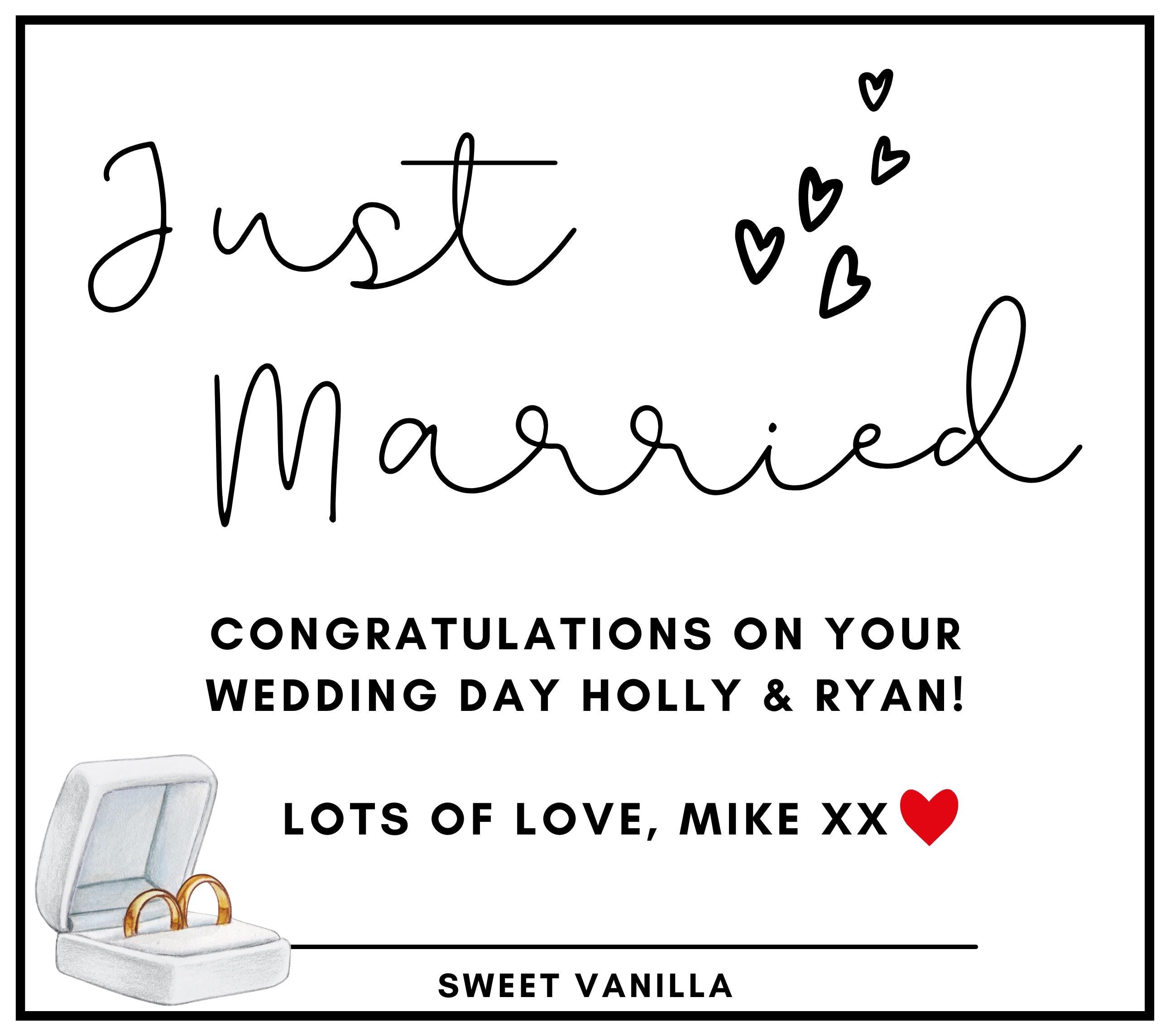 Congratulations Just Married Personalised Candle Gift | Gift for Wedding Day | Bride & Groom Message Candle Gift | Custom Wedding Candle Etsy