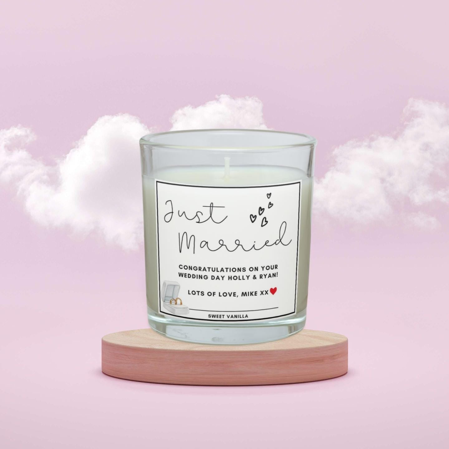 Congratulations Just Married Personalised Candle Gift | Gift for Wedding Day | Bride & Groom Message Candle Gift | Custom Wedding Candle Etsy