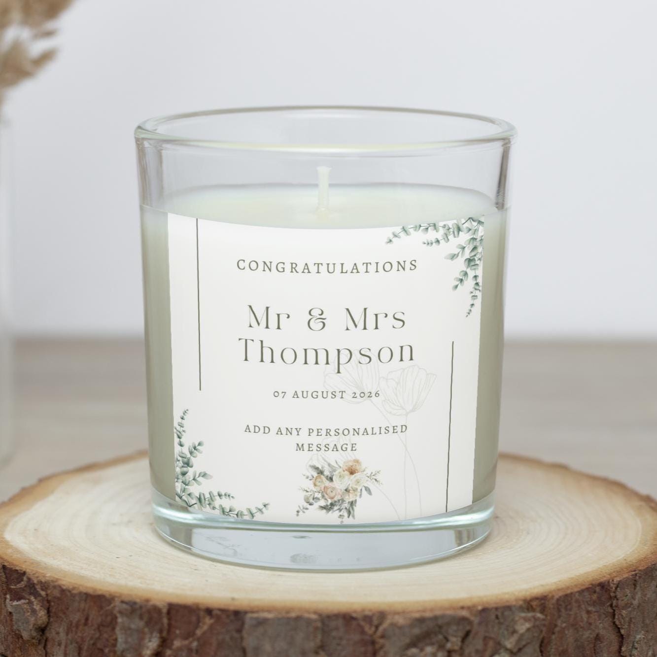 Mr & Mrs Congratulations Personalised Candle | Wedding Day Gift | Custom Message Wedding Candle | Bride and Groom Name Message Candle Gift Etsy