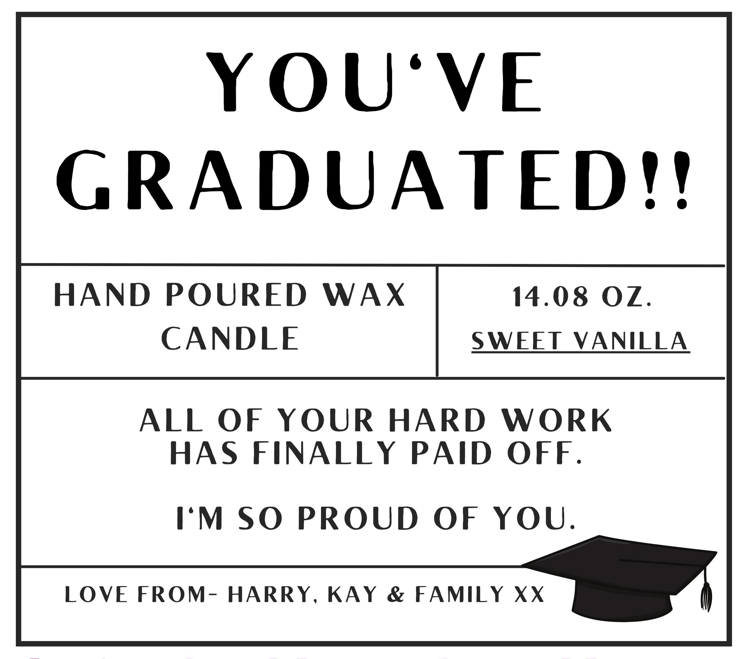 You've Graduated Personalised Candle | Graduation Gifts | Gifts for University Students | Congratulations Graduation Gift | Well Done Gifts Etsy