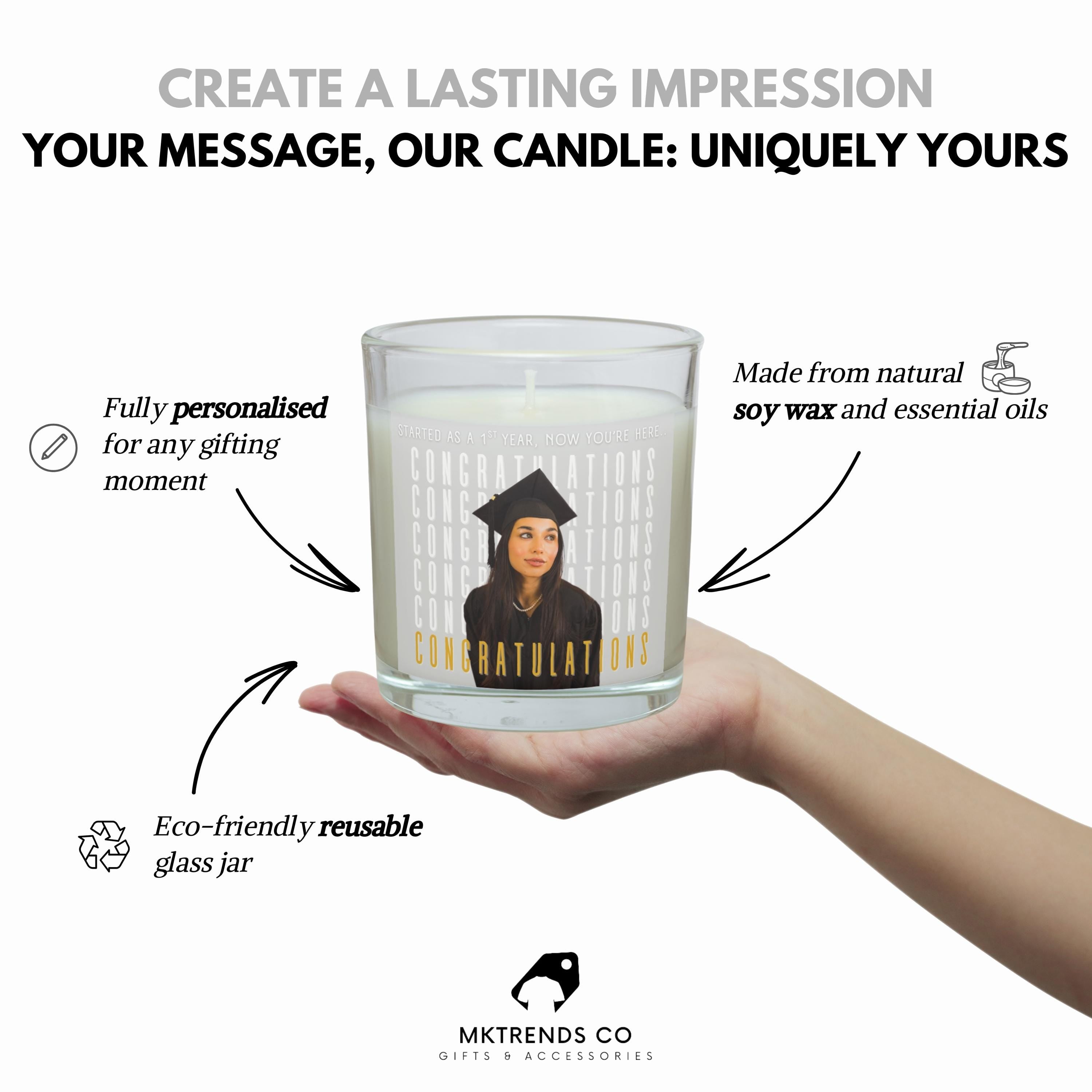 Congratulations Graduation Photo Personalised Candle | Graduation Congratulations Gift | Cap & Gown Photo Gift | Thoughtful Graduation Gift Etsy