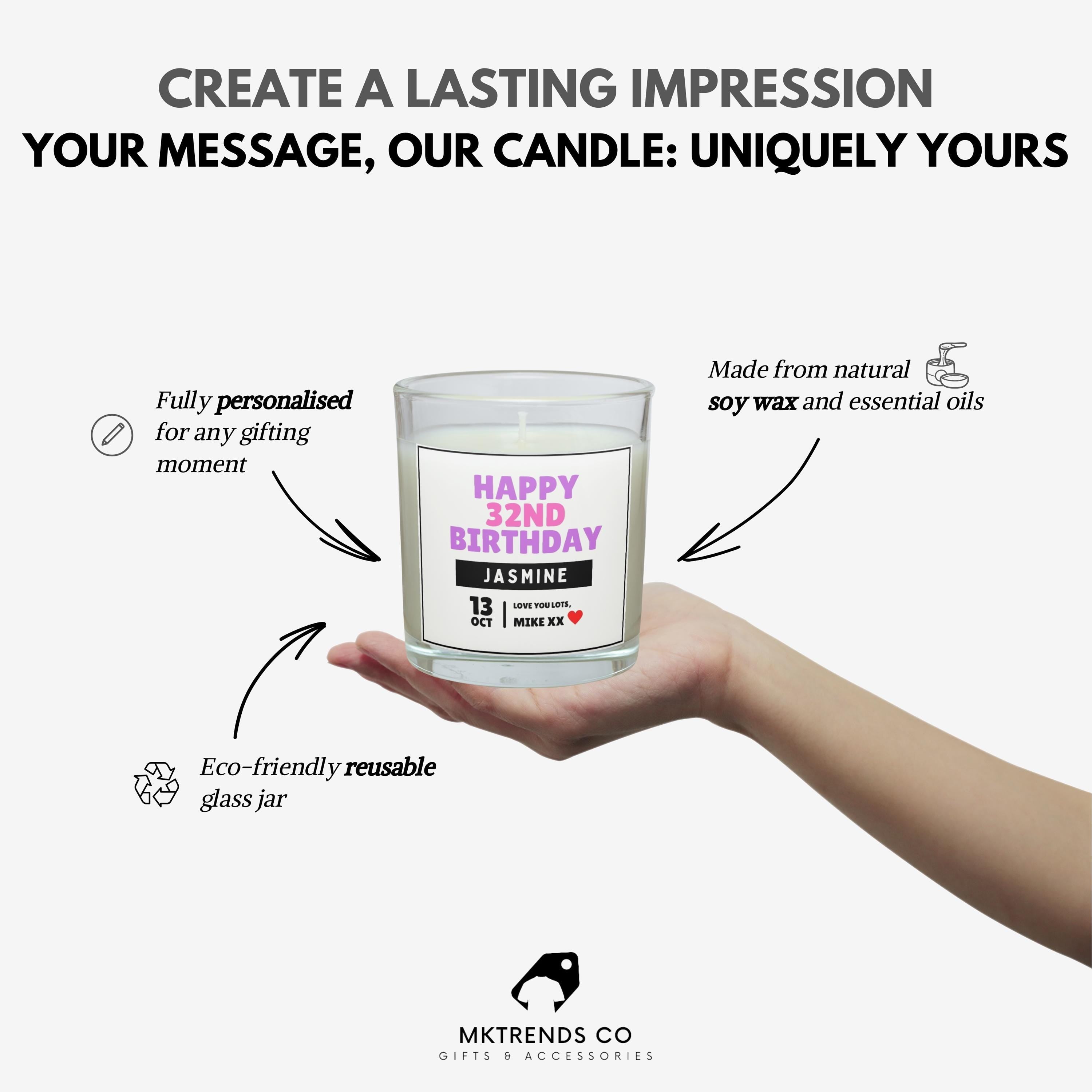 Any Age Happy Birthday Personalised Candle Gift | Happy Birthday Candle | Custom Number Birthday | Name Date Message Number Birthday Gift Etsy