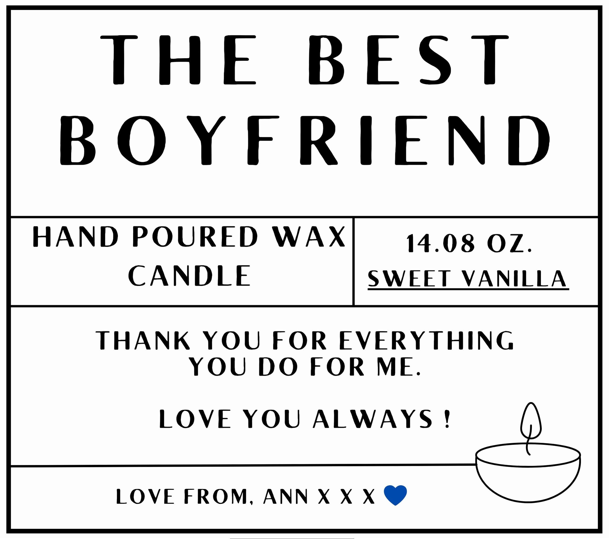 The Best Boyfriend Personalised Candle Gift | Boyfriend Message Candle | Anniversary Gift for Boyfriend | Thank You Boyfriend Candle Gift Etsy