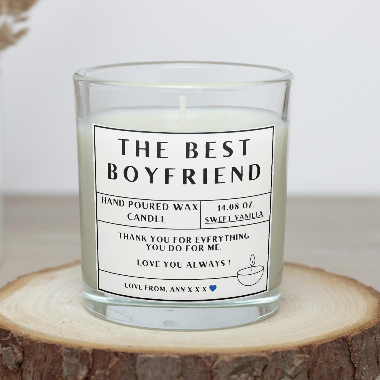 The Best Boyfriend Personalised Candle Gift | Boyfriend Message Candle | Anniversary Gift for Boyfriend | Thank You Boyfriend Candle Gift Etsy