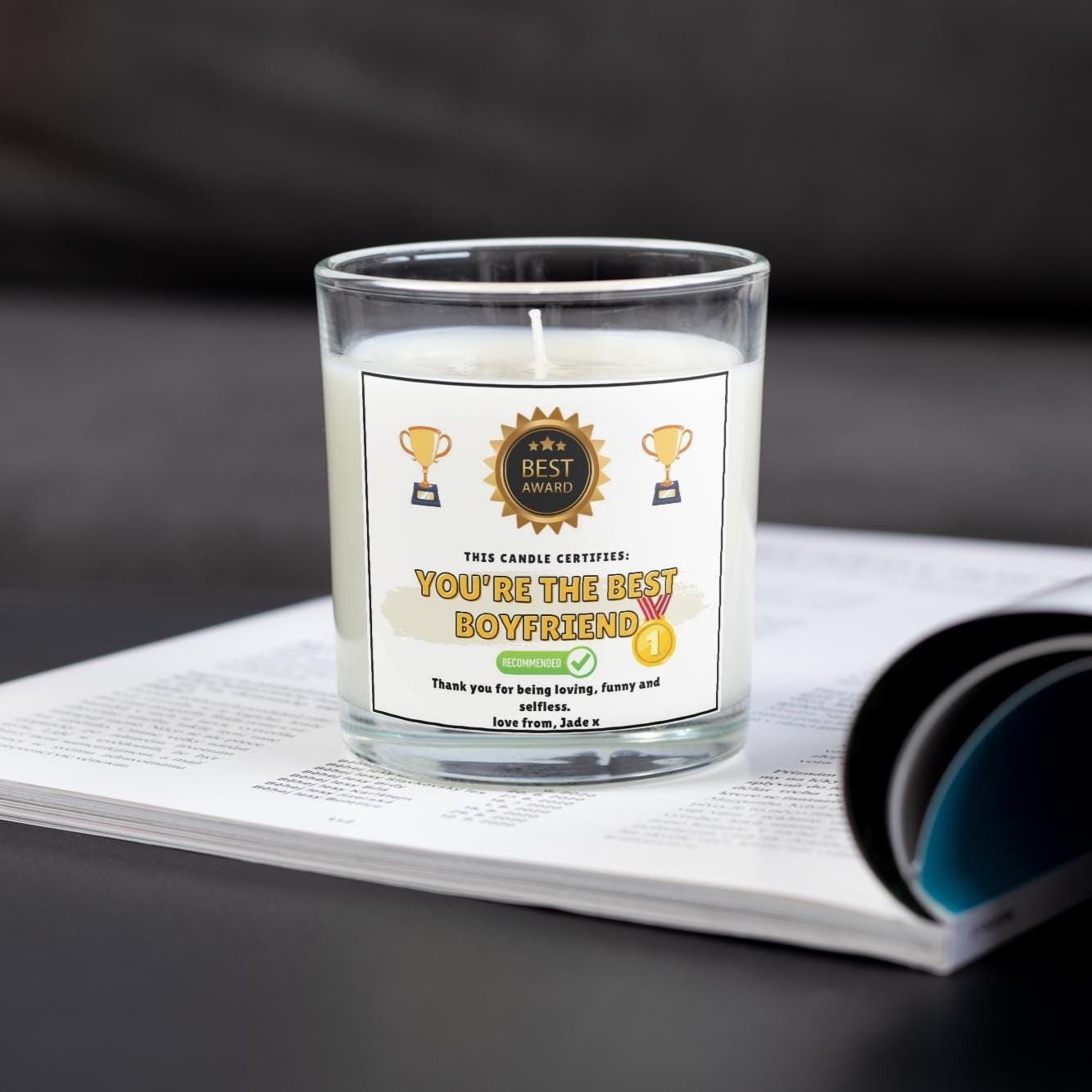 Best Boyfriend Award Certificate Personalised Candle Gift | Funny Boyfriend Award | Novelty Boyfriend Certificate Gift | Funny Anniversary Etsy