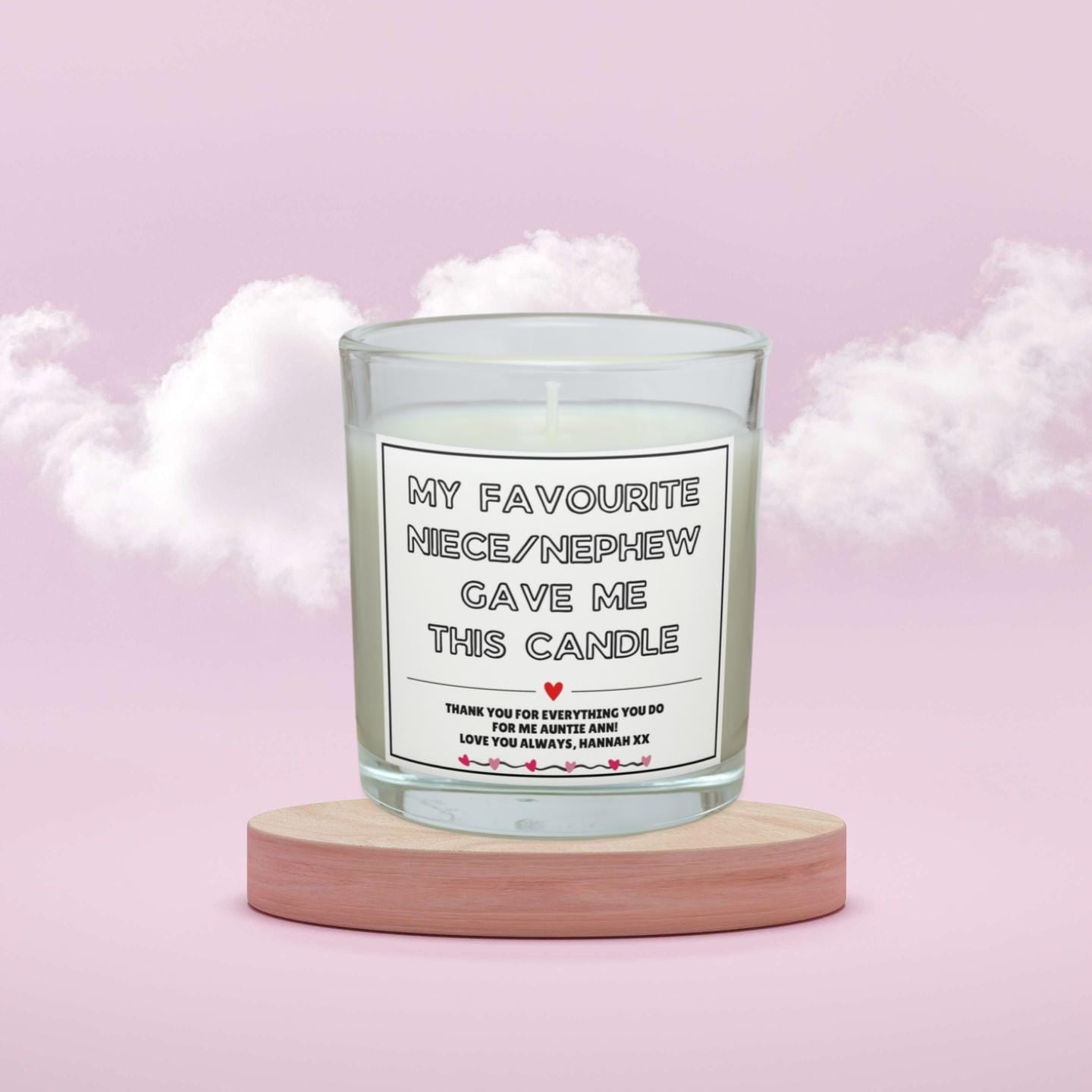 Auntie Favourite Niece Nephew Message Personalised Candle | Auntie Gift | Funny Auntie Gift | Gift for Auntie | From Niece Nephew Gifts Etsy