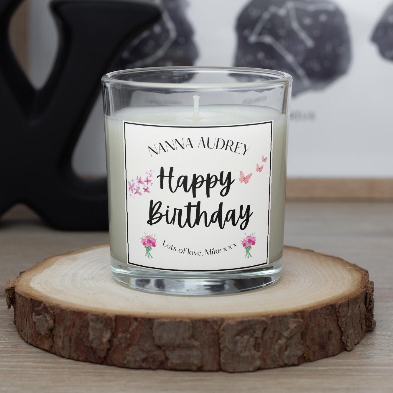 Happy Birthday Nanna Personalised Candle | Grandma Birthday Gift | Birthday Candle for Nan | Custom Birthday Message | Nanna Name Birthday Etsy