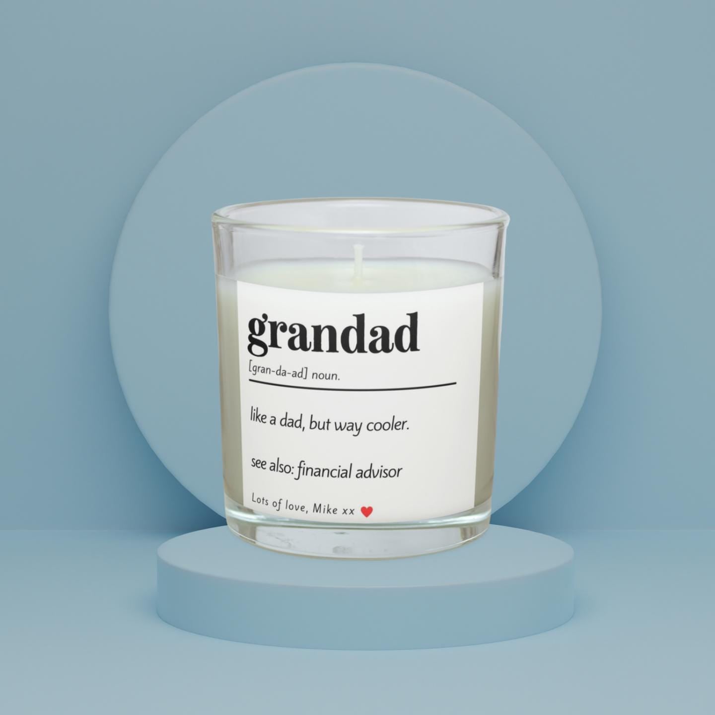 Grandad Noun Message Personalised Candle Gift | Appreciation Gift for Grandad | Gramps Thank You Gift | Any Message Personalised Candle Gift Etsy