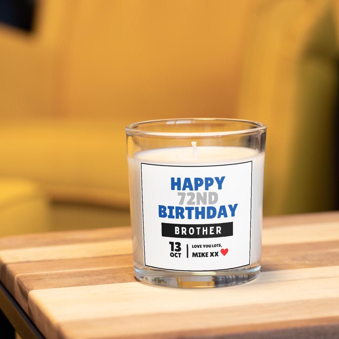 Happy Birthday Brother Personalised Candle | Any Age Brother Birthday Gift | Brother Milestone Age Candle 18th | 21st | 30th | 40th | 50th Etsy