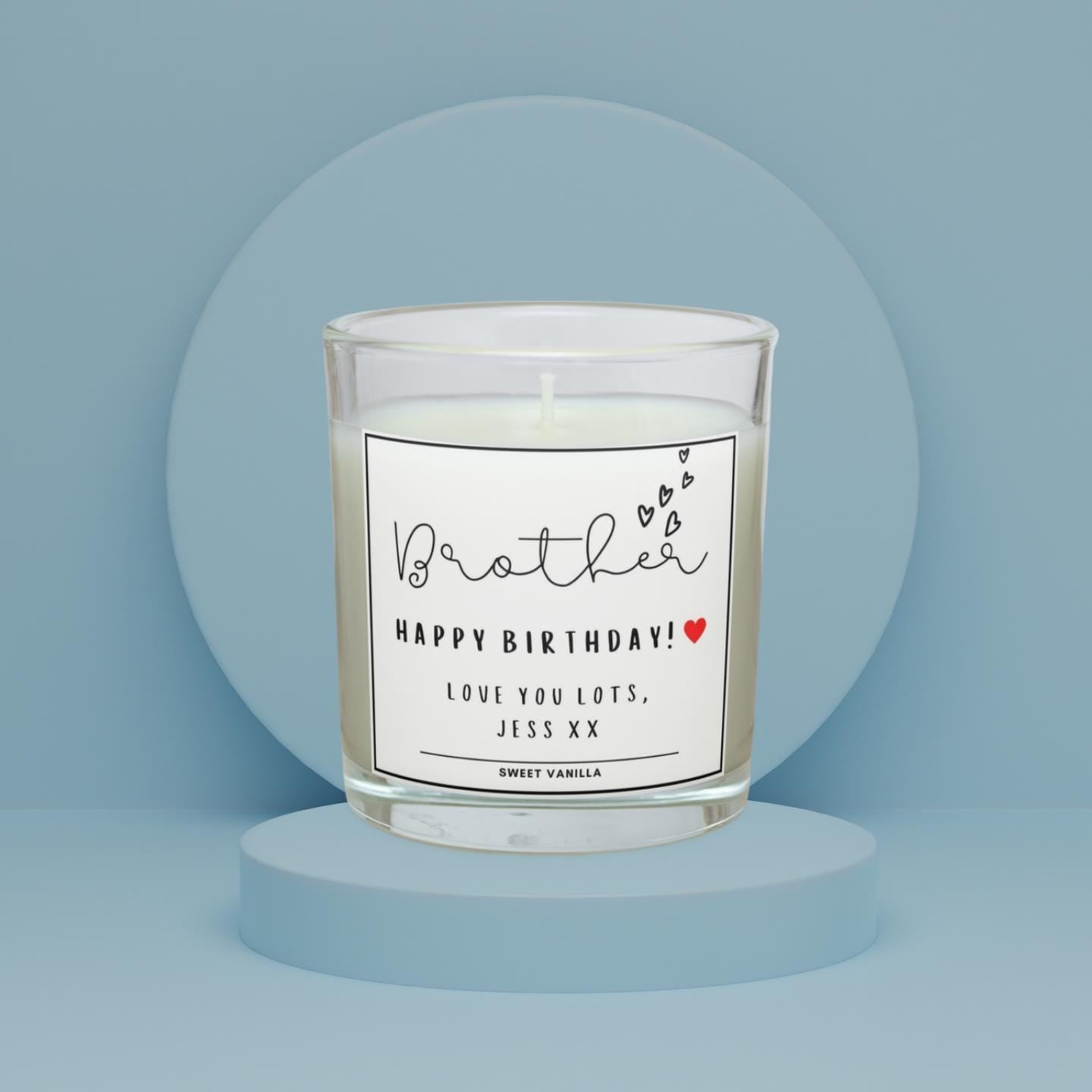 Brother Hearts Personalised Candle | Message Gift for Brother | Brother Birthday | Brother Christmas | Best Gifts for Brother | Personalised Etsy