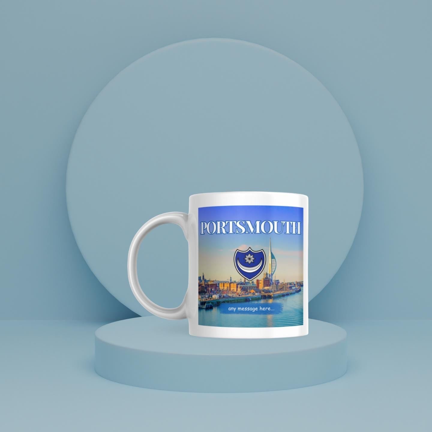 Personalised Portsmouth Mug | Portsmouth FC | Spinnaker Tower & Shield Emblem | Portsmouth Gift | Custom Message | UK Souvenir Gift Etsy