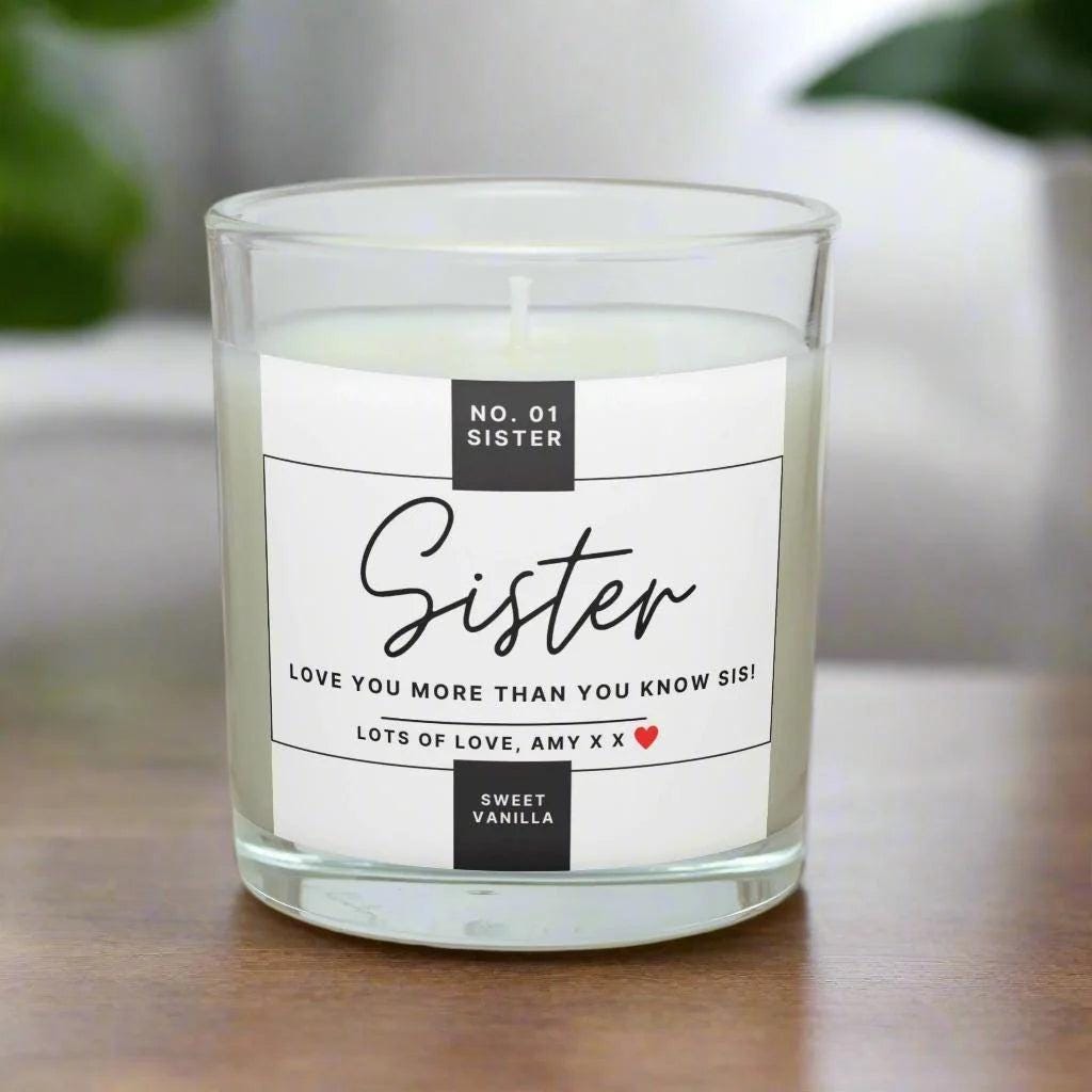 Number 1 Sister Personalised Candle | No.01 Sister | Sister Keepsake Candle | Thoughtful Gift for Sister | Sister Birthday | Christmas Gift Etsy