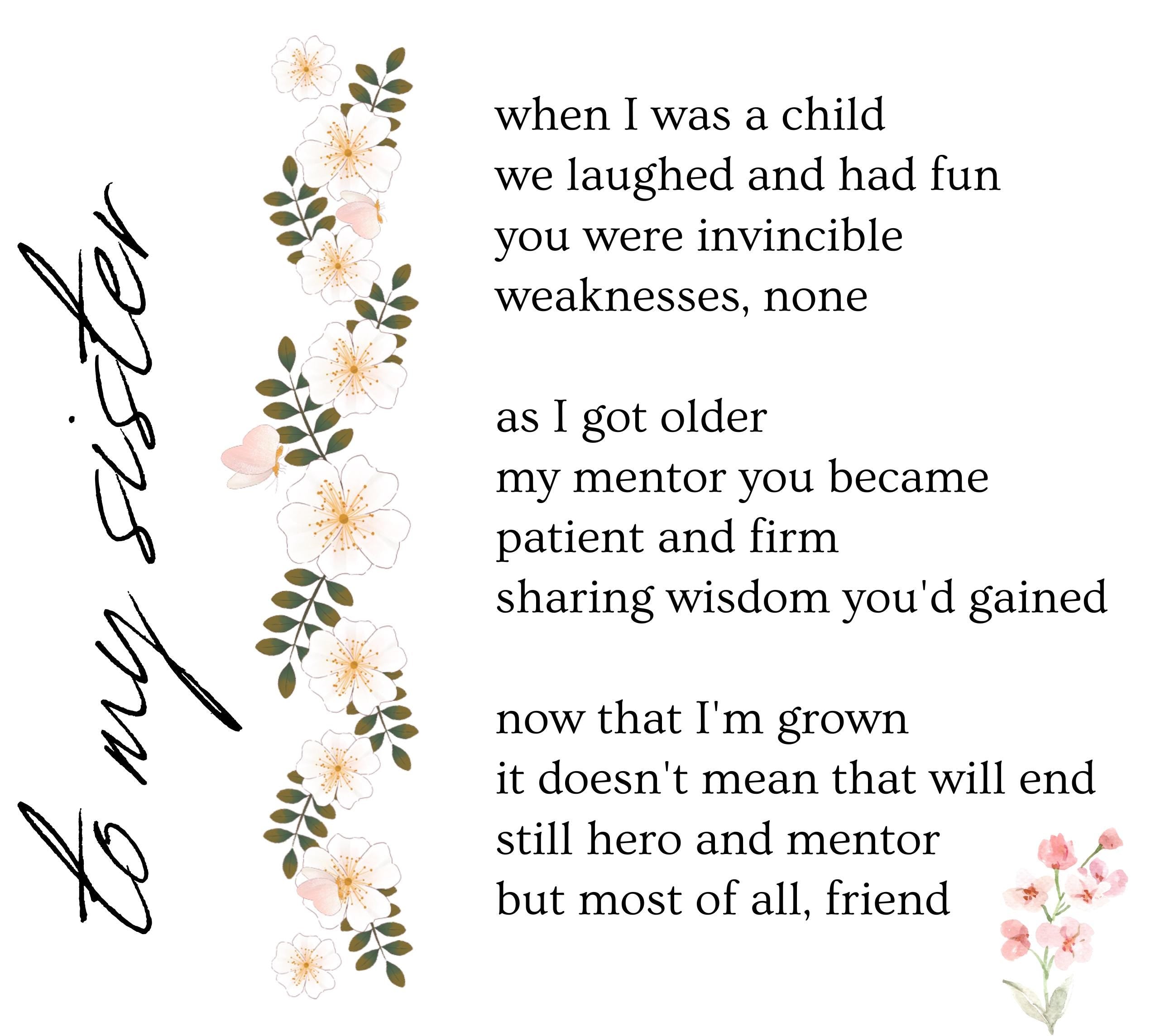 To my Sister Poem Personalised Candle Gift | Custom Sister Poem | Gift for Sister | Sister Message Quote Candle | Birthday | Christmas Gift Etsy