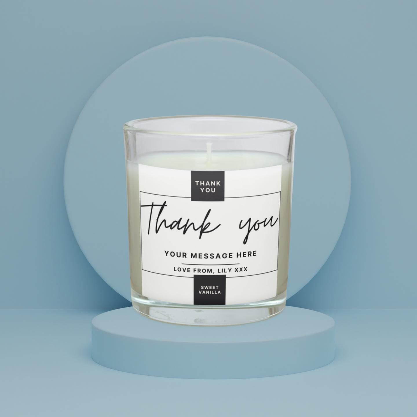 Thank You Gift | Personalised Candle | Elegant Thank you Candle | Name Message Appreciation Gift | Thoughtful Thank You Candle | Any Message Etsy
