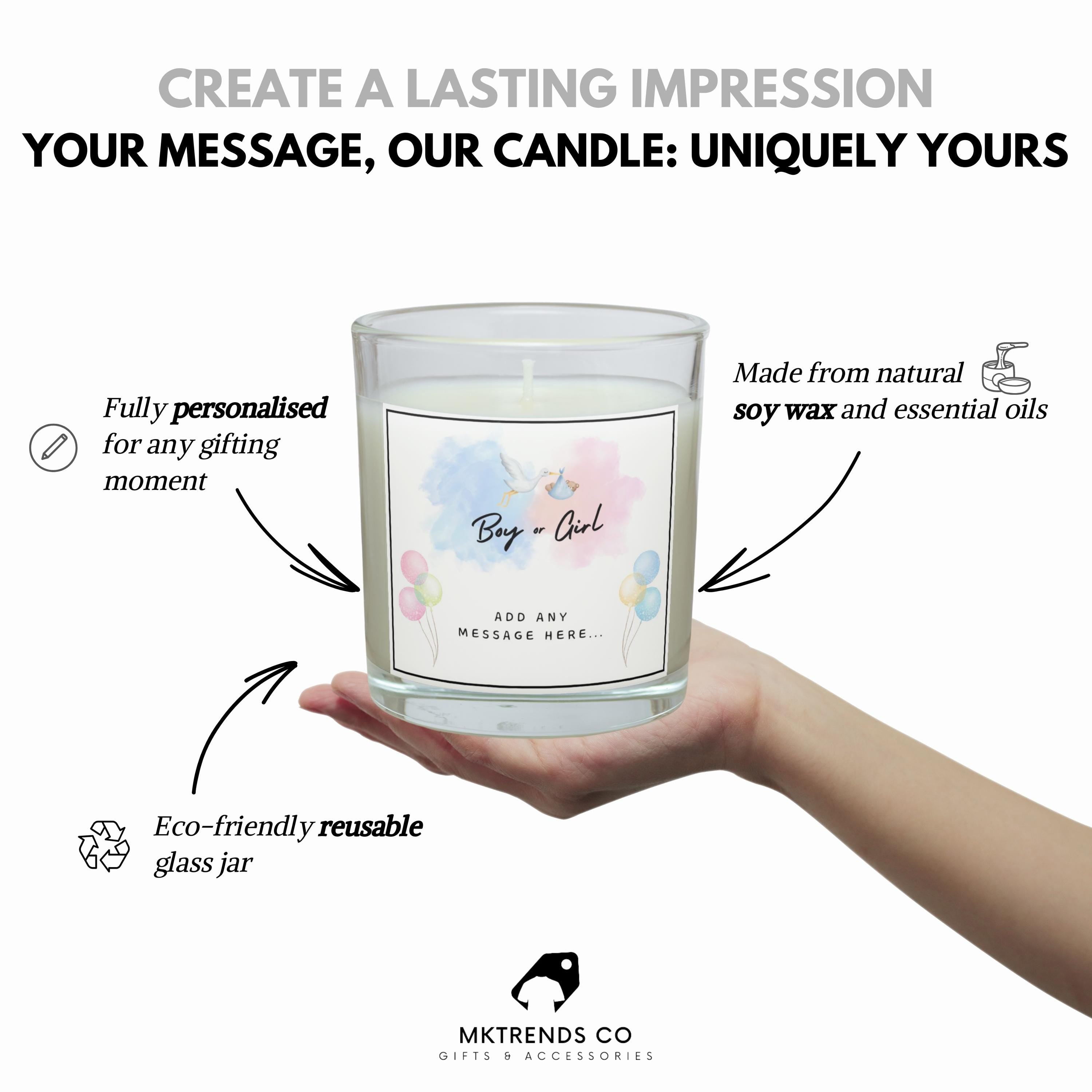 Gender Reveal Personalised Candle | Boy or Girl | Baby Shower Gifts | Expecting Parents Gifts | Gender Reveal Gift | Baby Reveal Party Décor Etsy