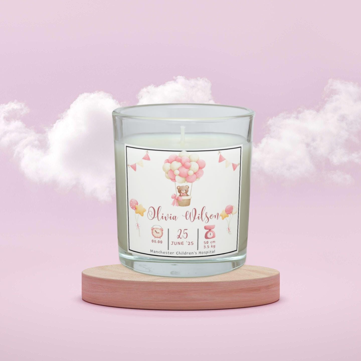 Baby Girl Announcement Candle | Newborn Girl Keepsake Gift | Birth Details Gift | Nursery Décor | Newborn Gifts for Family | New Parent Gift Etsy