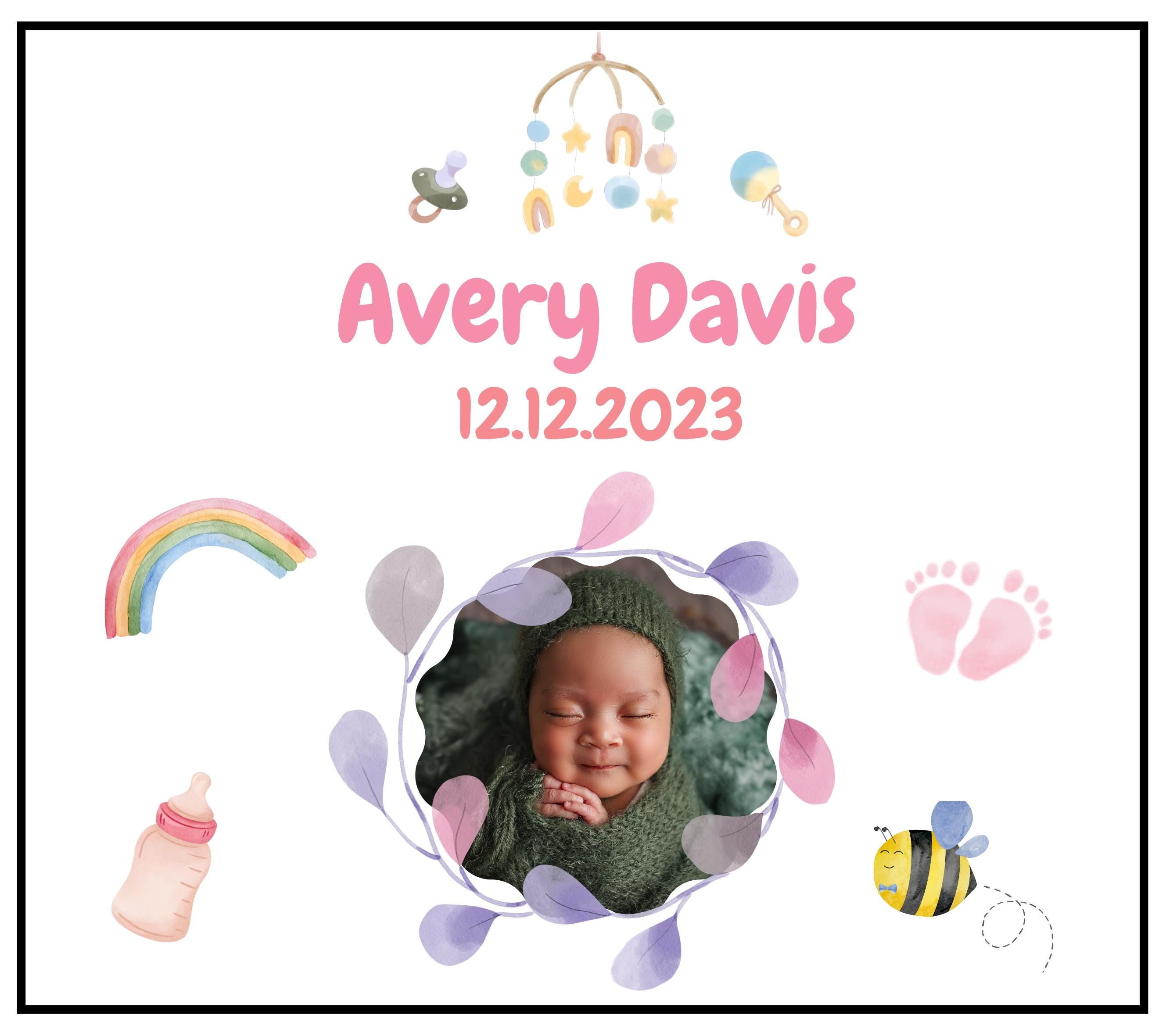 Newborn Photo Date Message Candle | Baby Girl Keepsake | Just Born Gifts | Gifts for New Parents | Baby Nursery Décor | Baby Announcement Etsy