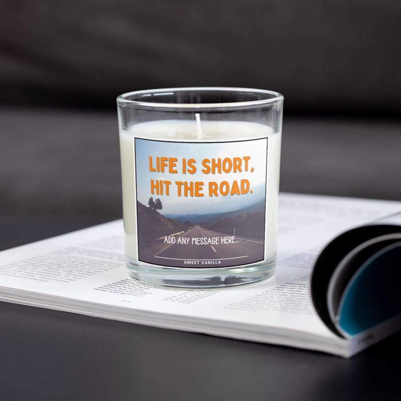 Life Is Short Personalised Candle | Motorhome Quote | Vanlife Decor | Motorhome Accessories | Campervan Decor | Vanlife Gifts | Road Trip Etsy
