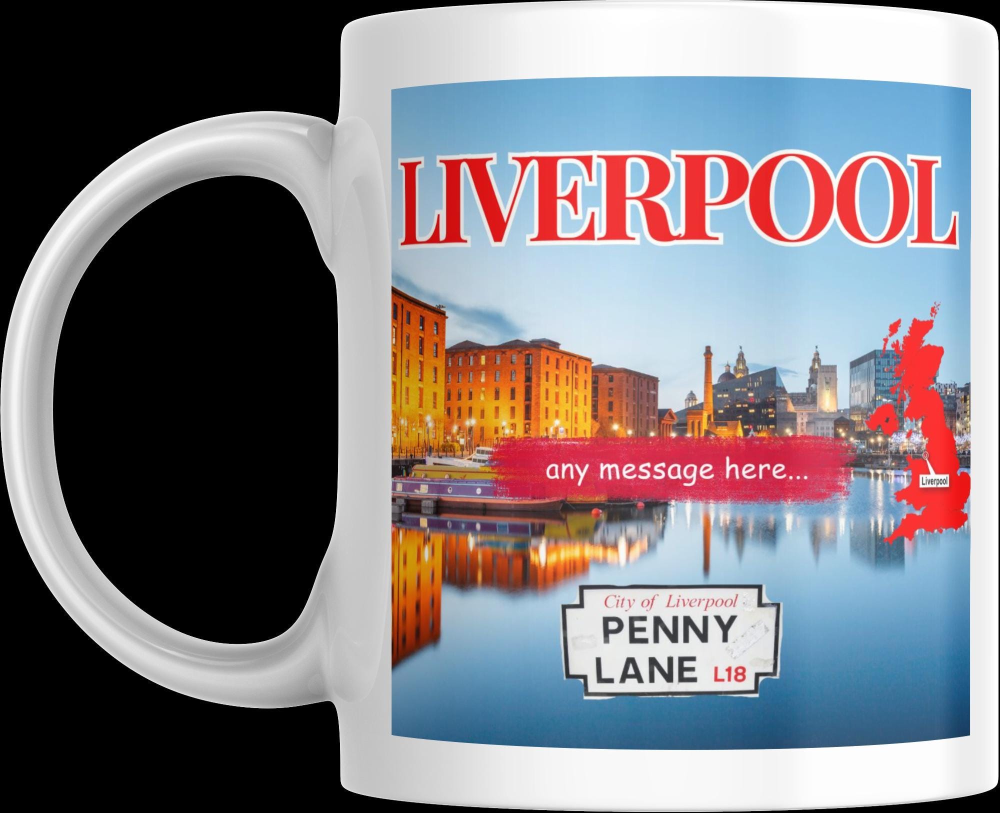 Personalised Liverpool Mug | Custom Message | Scouse Pride Gift | Liverpool | Novelty | Scouse | Coffee Cup | Gift For Scousers | Penny Lane Etsy