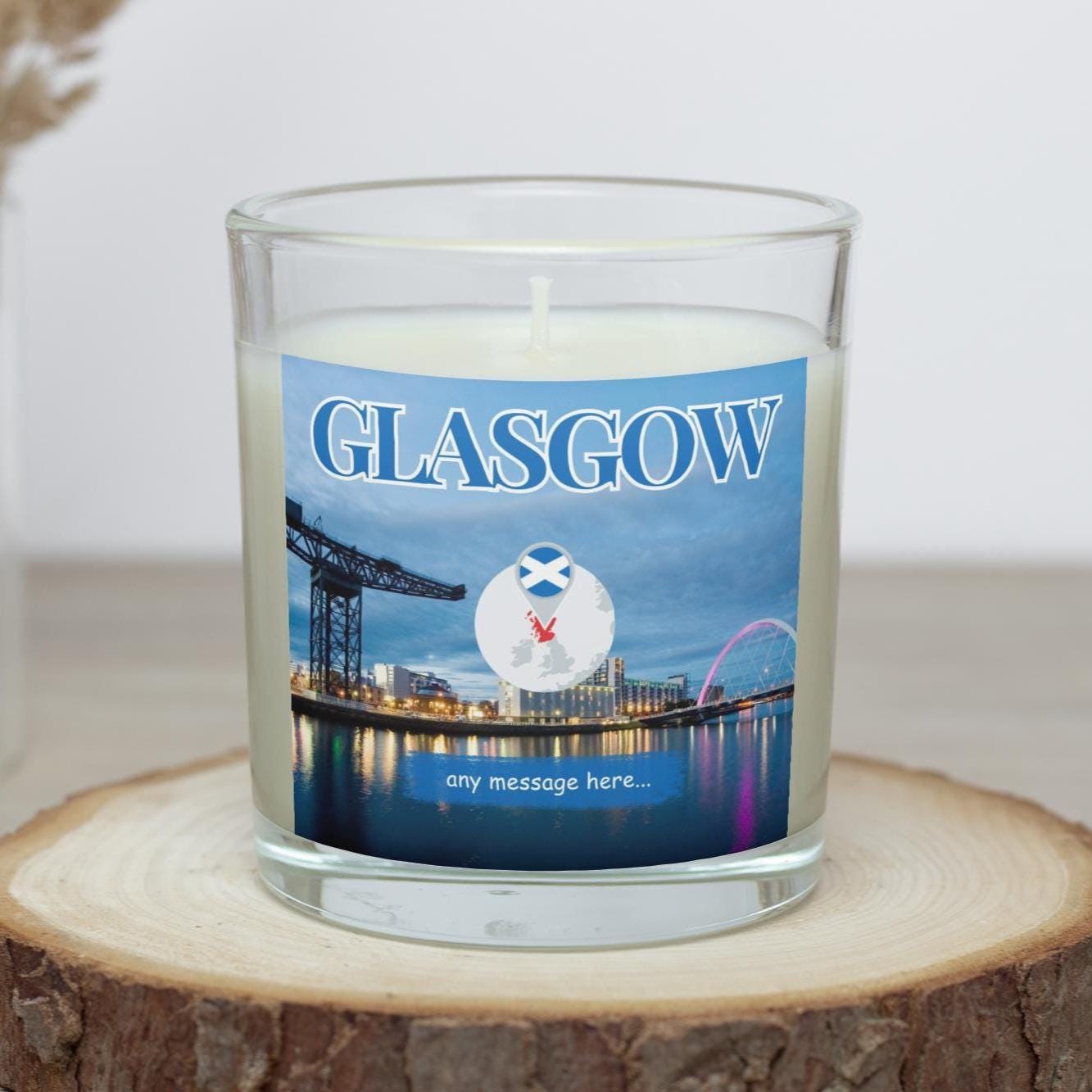Glasgow Personalised Candle | Glasgow gift | Scotland Message | Scottish gift | Glasgow Home Decor | Glaswegian | Glasgow Travel Holiday Etsy