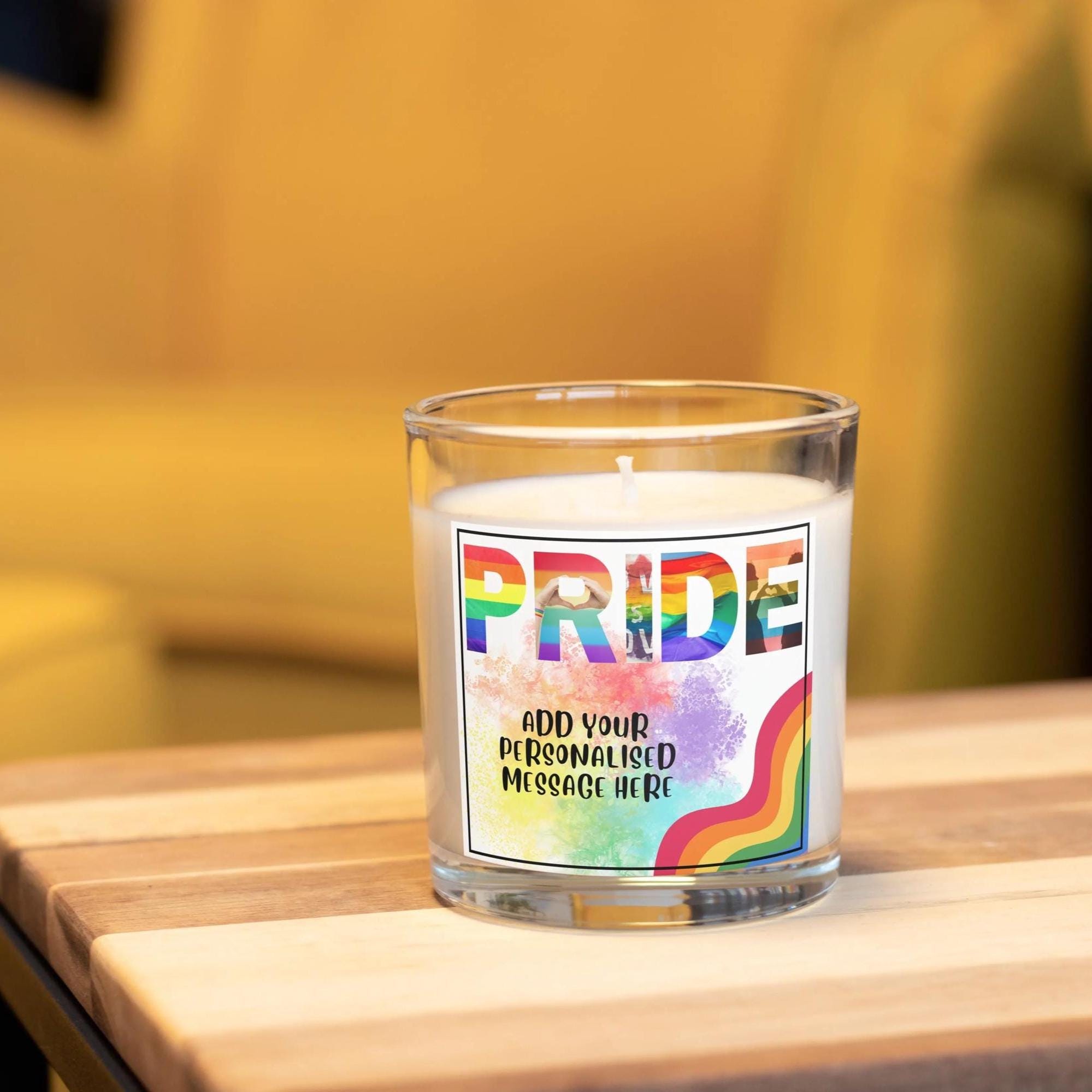 Pride Message Personalised Candle | LGBTQ Gifts | PRIDE | Gifts for Pride | Gay Pride Candle | Celebrating Pride | Lesbian Pride Candle Gift Etsy