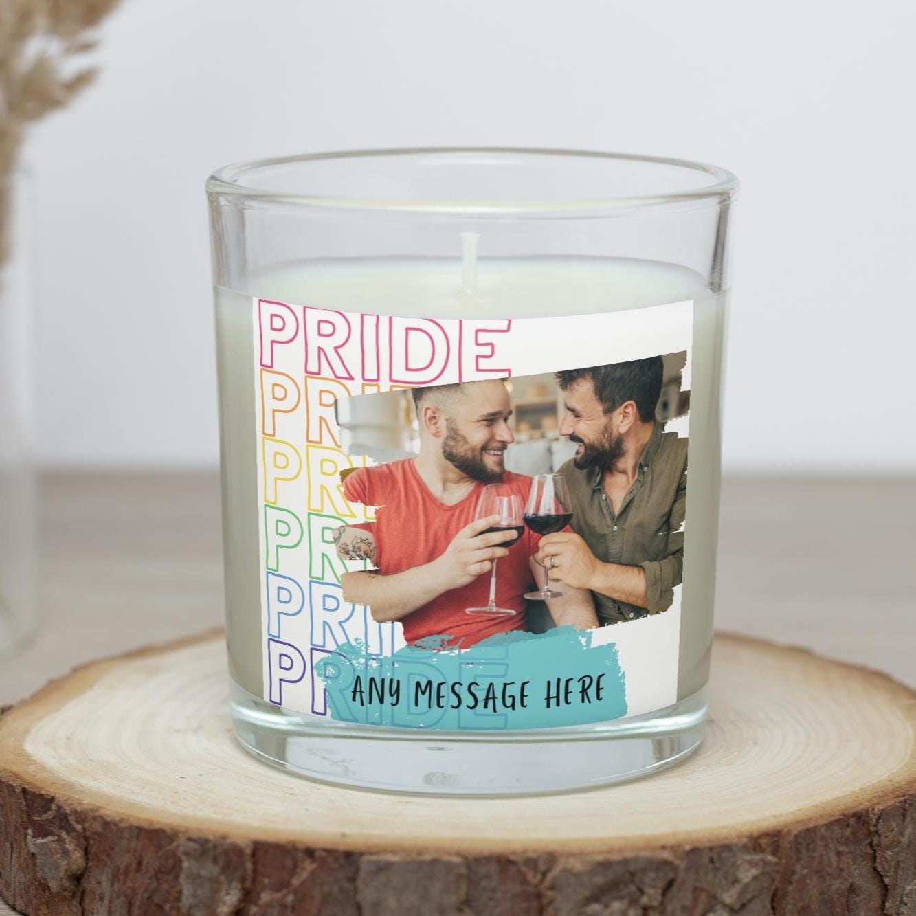 Gay Pride Personalised Photo Candle | LGBTQ Gift | Gay Photo Gift | Gift for Gay Couple | Photo Message Gift | Lesbian Gay Relationship Gift Etsy