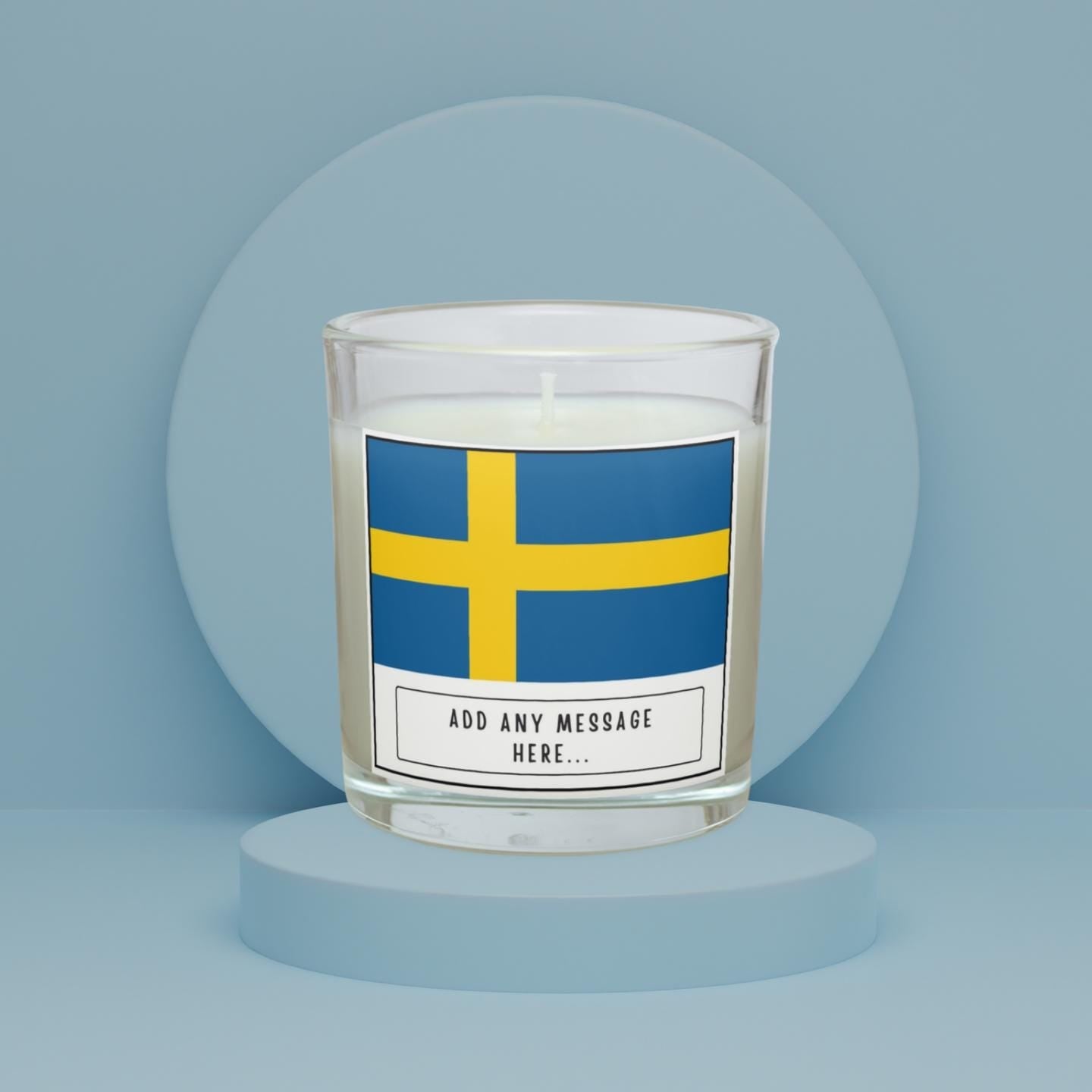 Sweden Personalised Candle | Flag of Sweden | Scandinavian Gift | Sweden Message Gift | Missing Sweden | Swedish Birthday | Sweden Message Etsy