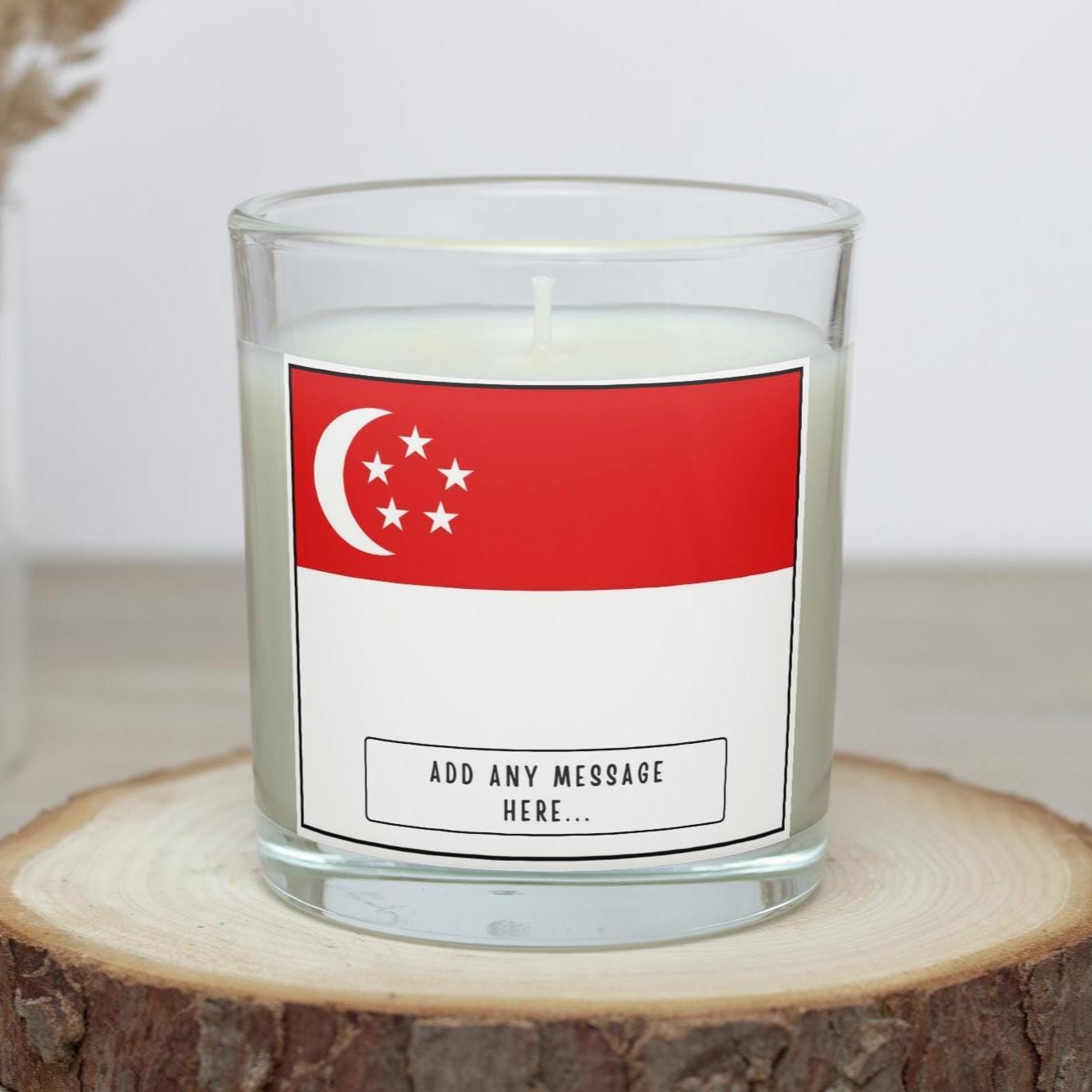 Singapore Personalised Candle | Flag of Singapore | Gift for Singaporean Friend | Singapore Home Décor | Hari Merdeka | Custom Message Gifts Etsy
