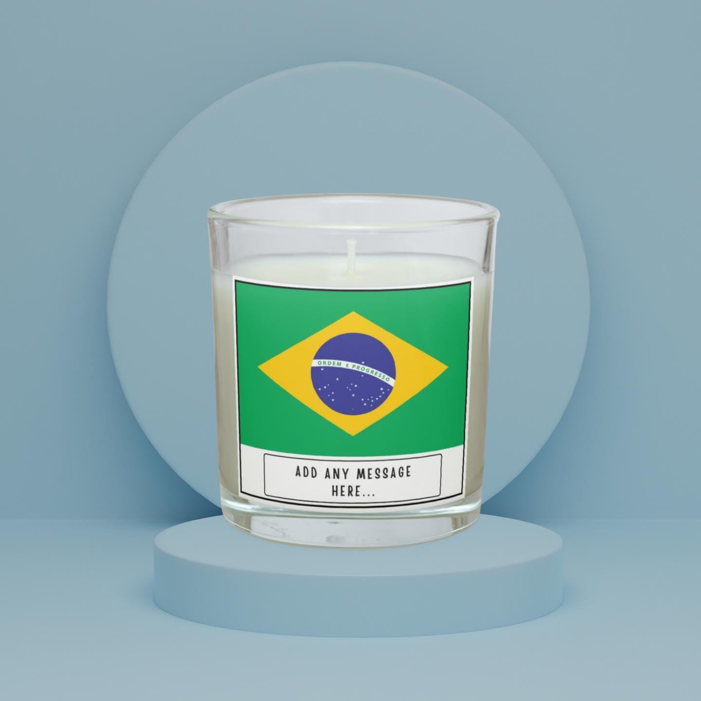 Brazil Personalised Candle | Flag of Brazil | Brazilian Flag Message | Custom Brazil Message Gift | Brazil Home Décor | Gift for Brazilian Etsy