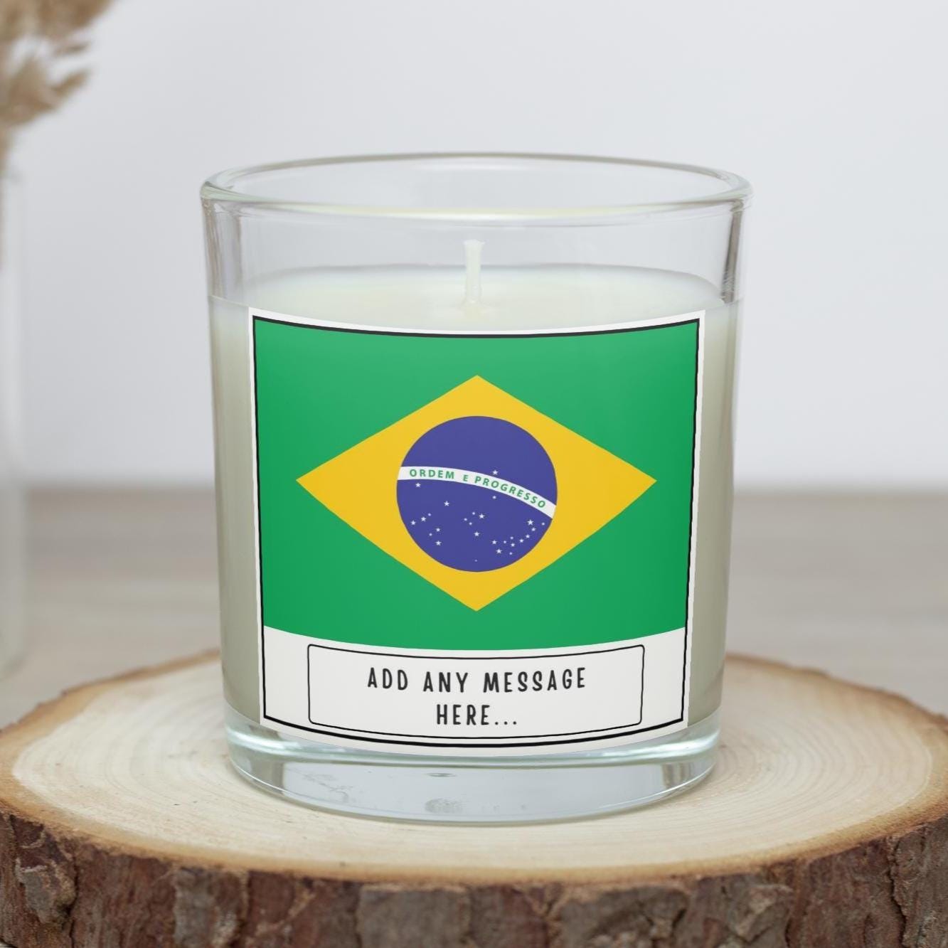 Brazil Personalised Candle | Flag of Brazil | Brazilian Flag Message | Custom Brazil Message Gift | Brazil Home Décor | Gift for Brazilian Etsy