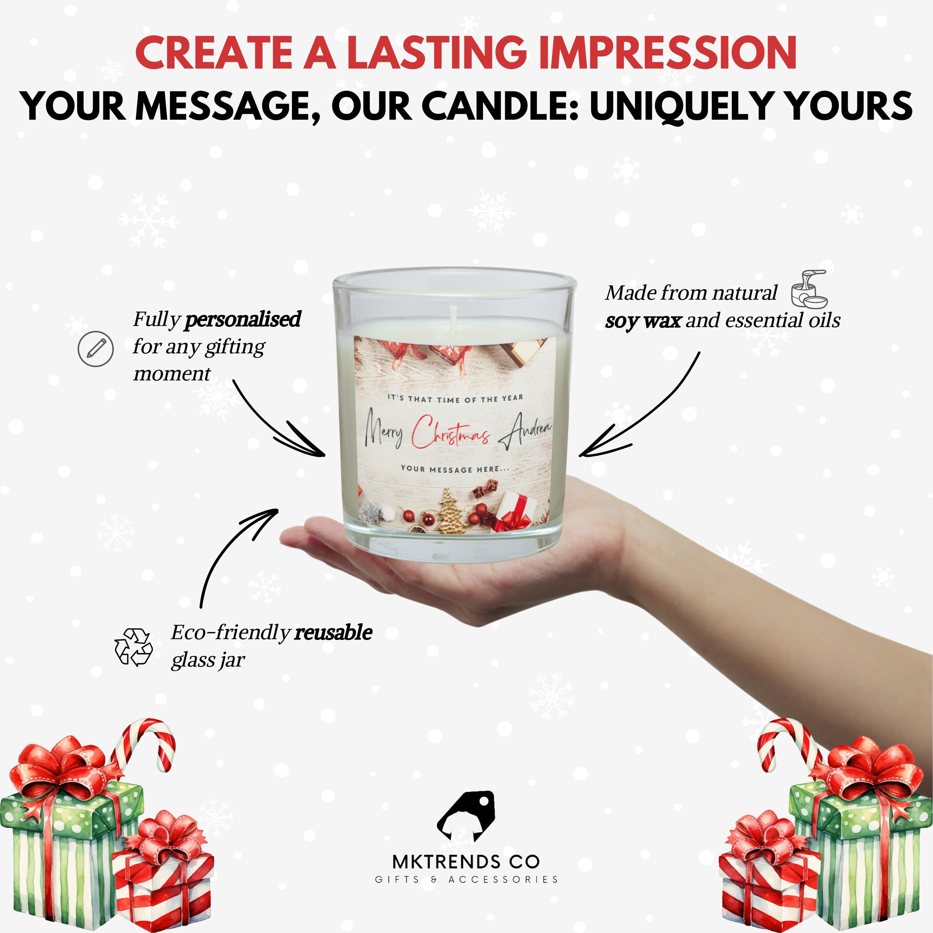 Merry Christmas Name Personalised Candle | Festive Custom Message Gift | Secret Santa Gifts | Christmas Countdown Candle | Christmas Message Etsy