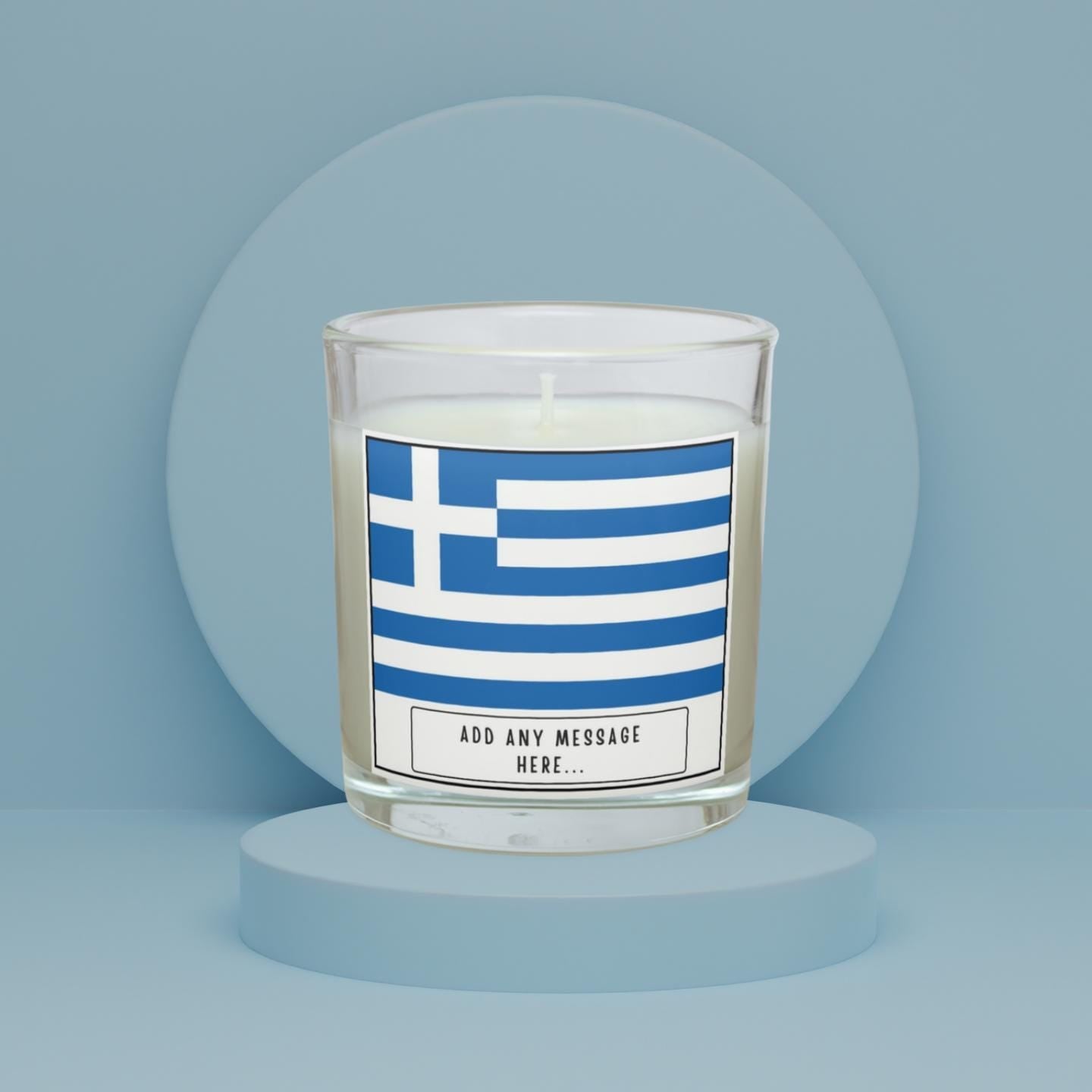 Greece Personalised Candle | Flag of Greece | Greek Flag Gift | Custom Greek Message | Greek Friend Gift | Greece Home | Greek Home Décor Etsy