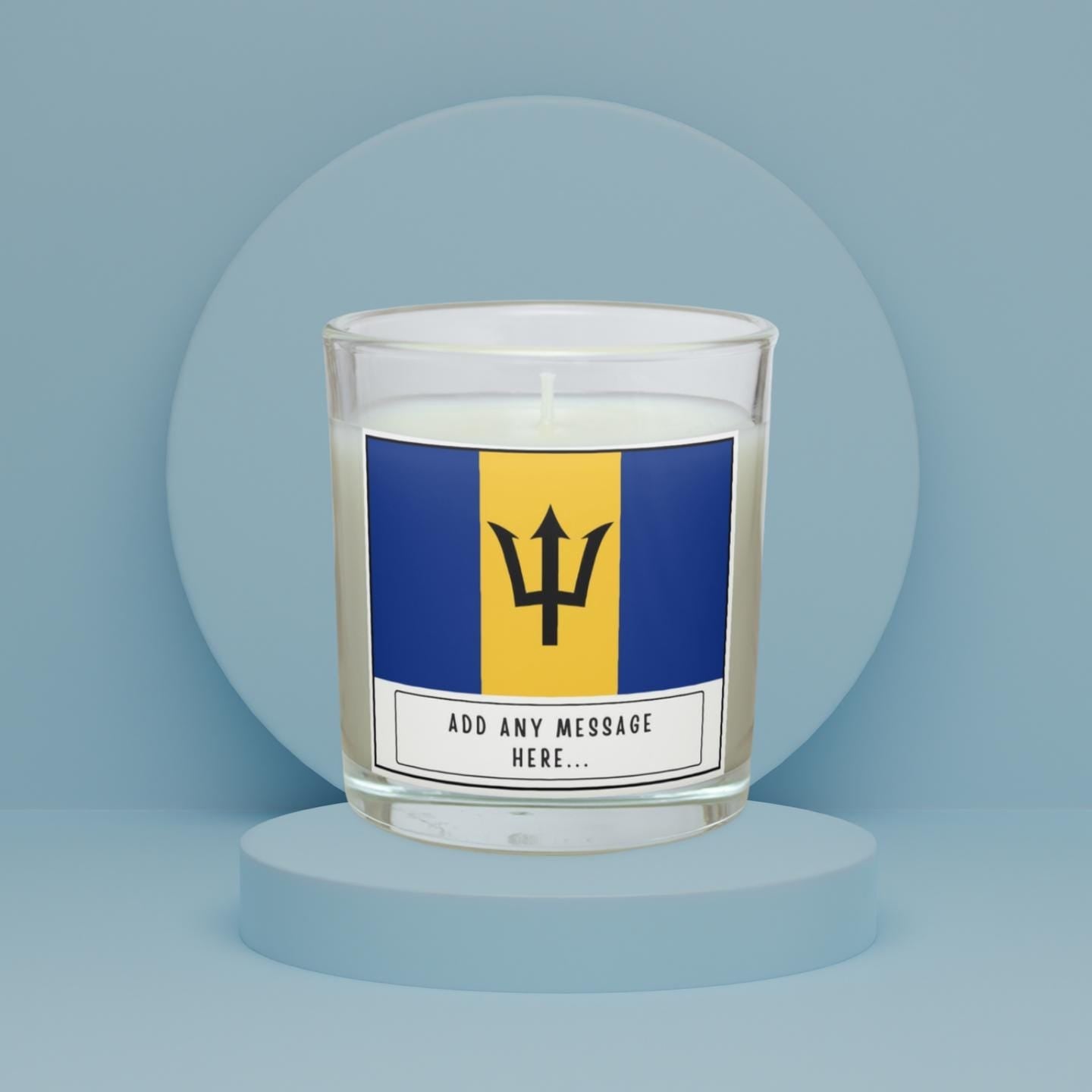 Barbados Personalised Candle | Flag of Barbados | Bajan Flag | Gift for Bajan | Bajan Home Décor | Custom Barbados Message Gift | Bajan Gift Etsy