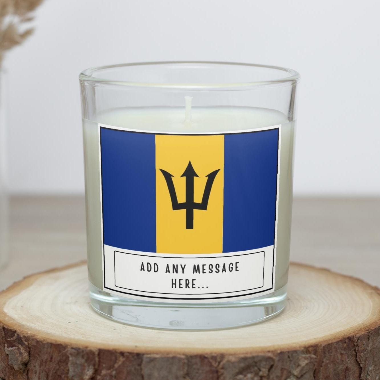 Barbados Personalised Candle | Flag of Barbados | Bajan Flag | Gift for Bajan | Bajan Home Décor | Custom Barbados Message Gift | Bajan Gift Etsy