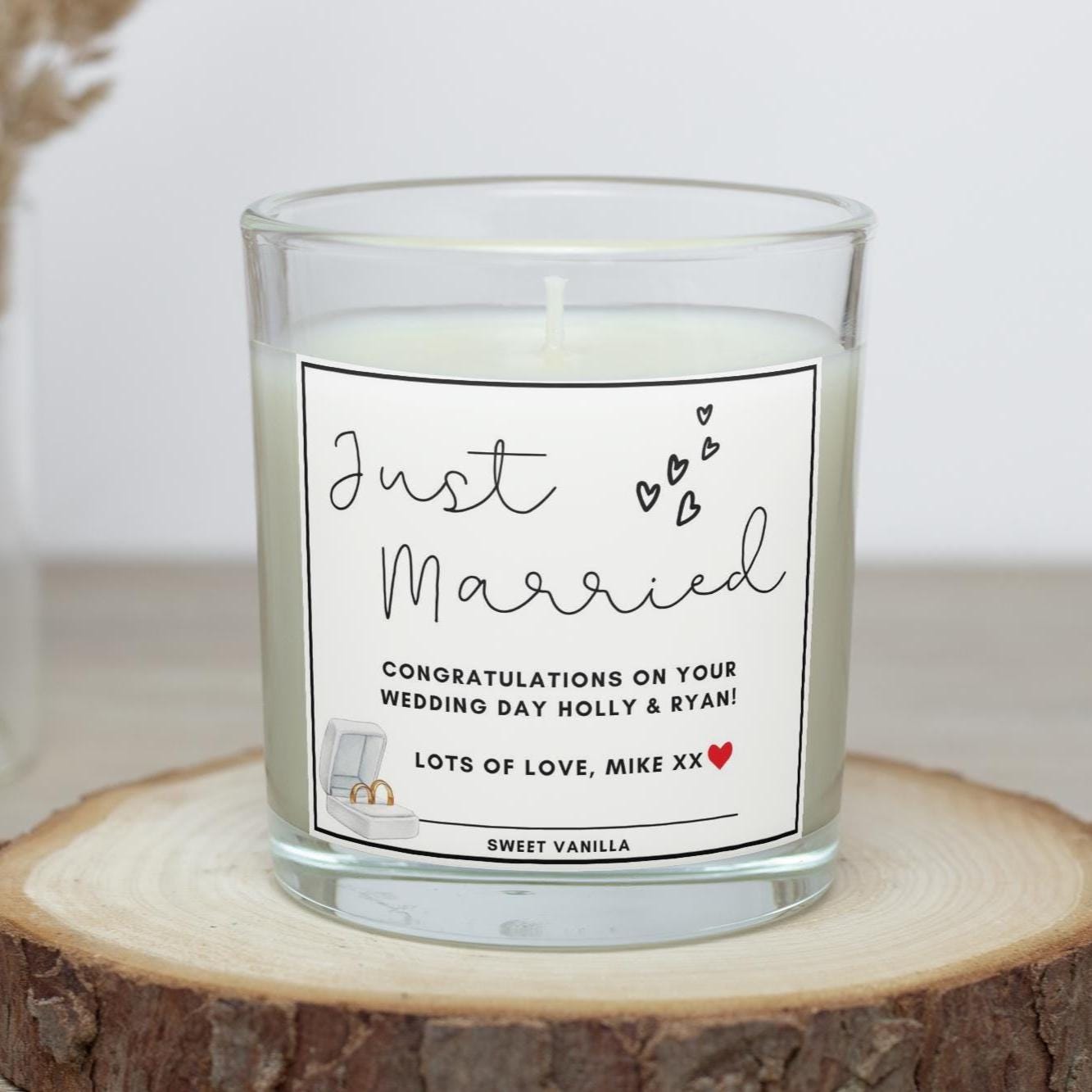 Congratulations Just Married Personalised Candle Gift | Gift for Wedding Day | Bride & Groom Message Candle Gift | Custom Wedding Candle Etsy
