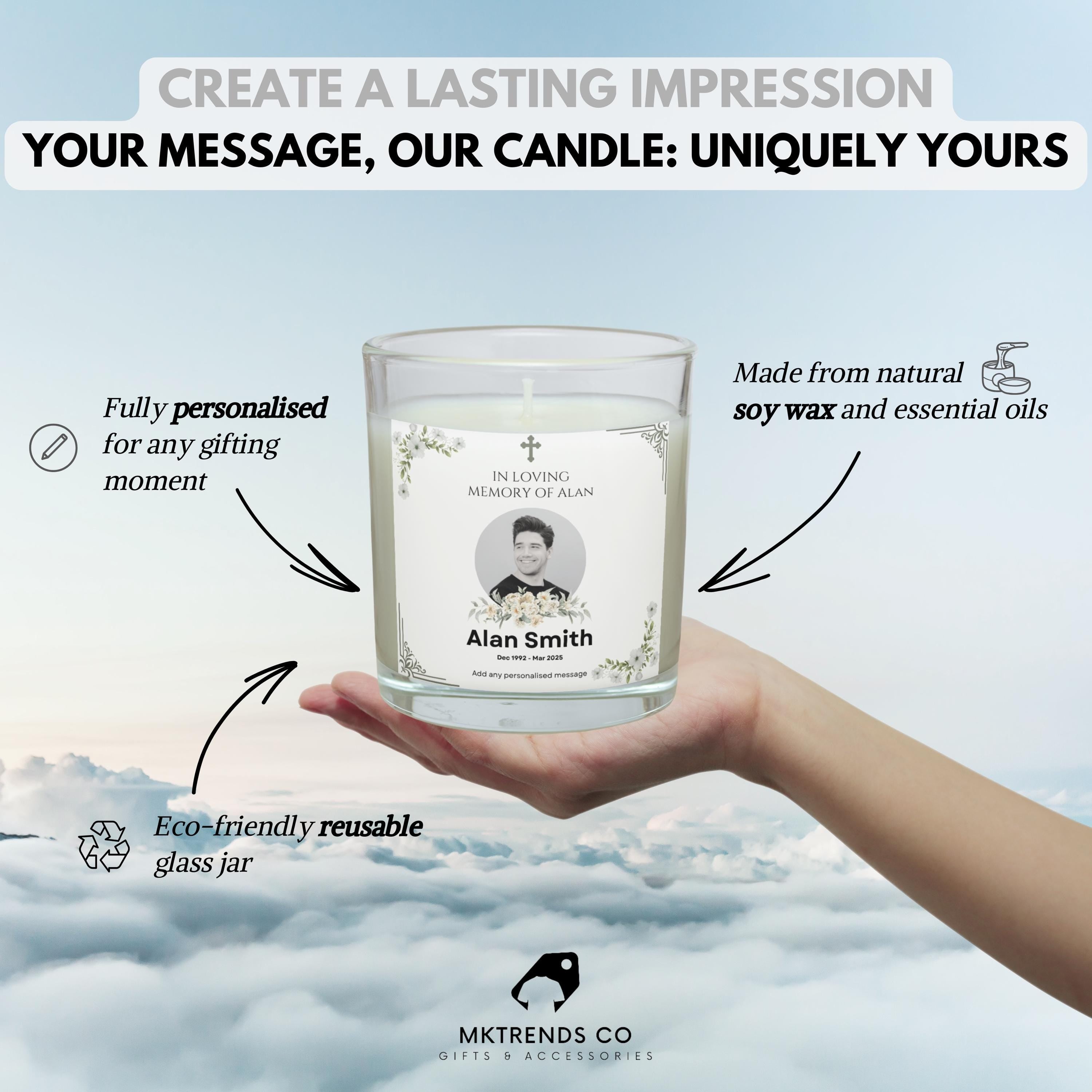 Memorial Name & Photo Personalised Candle, Remembrance Gift, Memorial Candle, Sympathy Candle Gift, Bereavement, Memory Photo Message Gifts Etsy