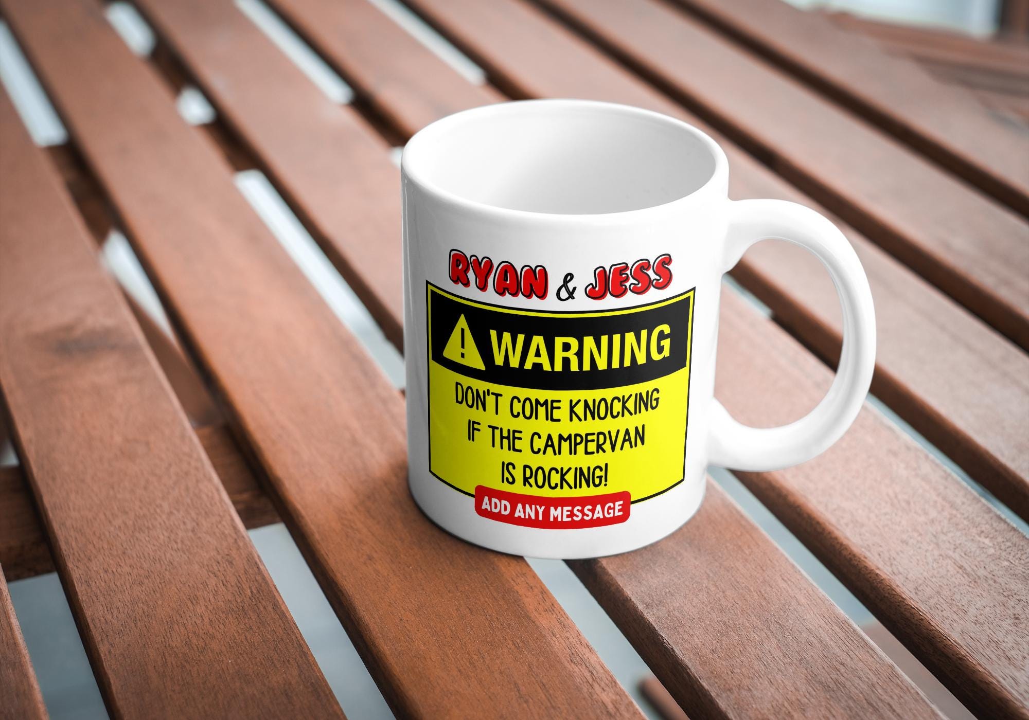 Funny Personalised Campervan Mug | Rude Vanlife Gift | Funny Warning Design | Custom Message | UK Motorhome Present | Novelty Gift Etsy