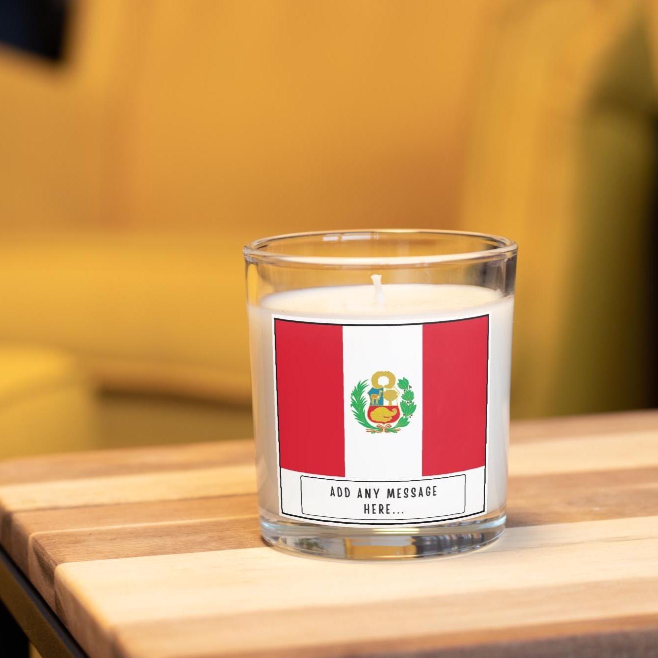 Peru Personalised Candle | Flag of Peru | Peruvian Flag | Custom Message Peru | Gift for Peruvian | Custom Message Peru | Peru Home Decor Etsy