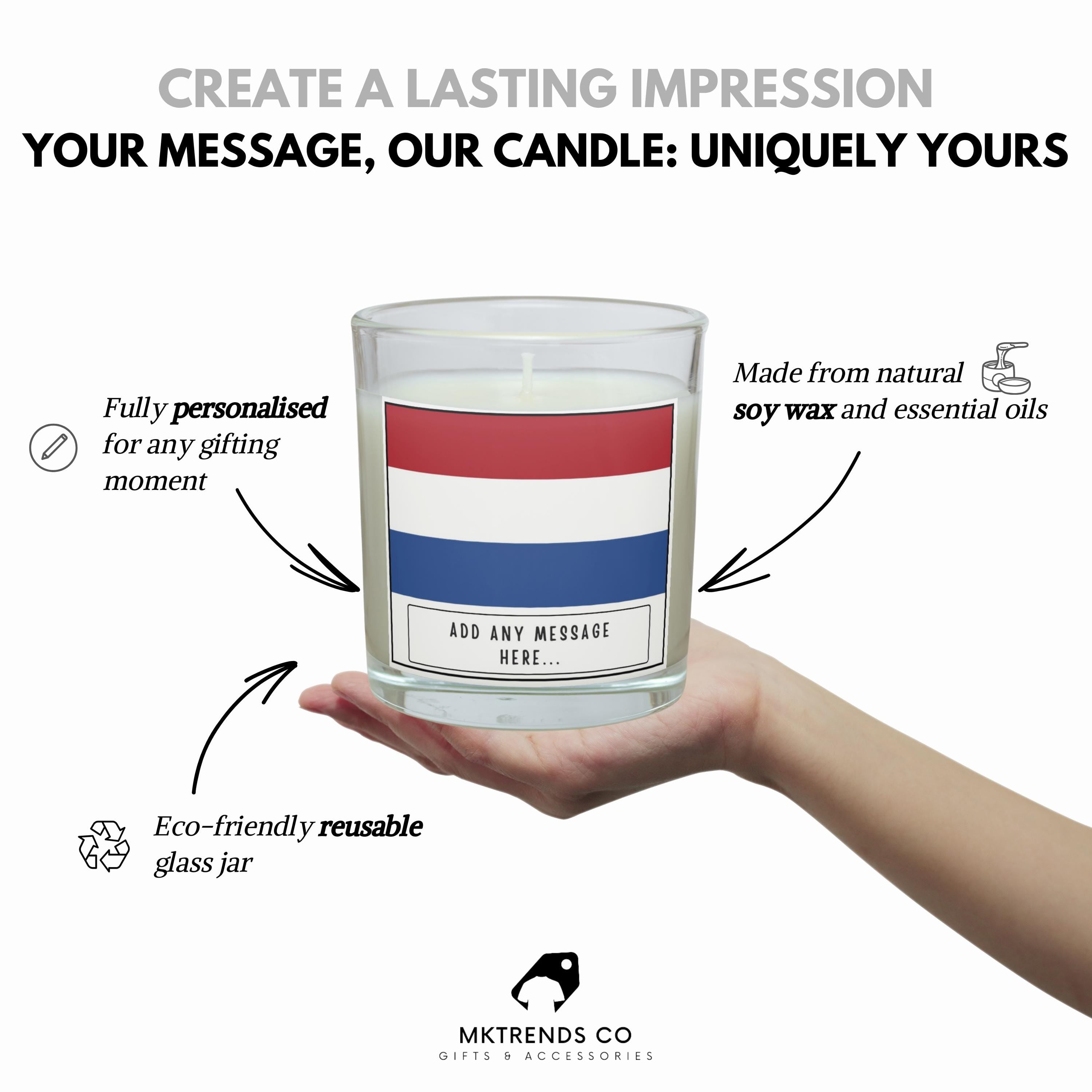 Netherlands Personalised Candle | Flag of Netherlands | Dutch Flag | Custom Dutch Message Gift | Gift for Dutch Friend | Dutch Home Decor Etsy