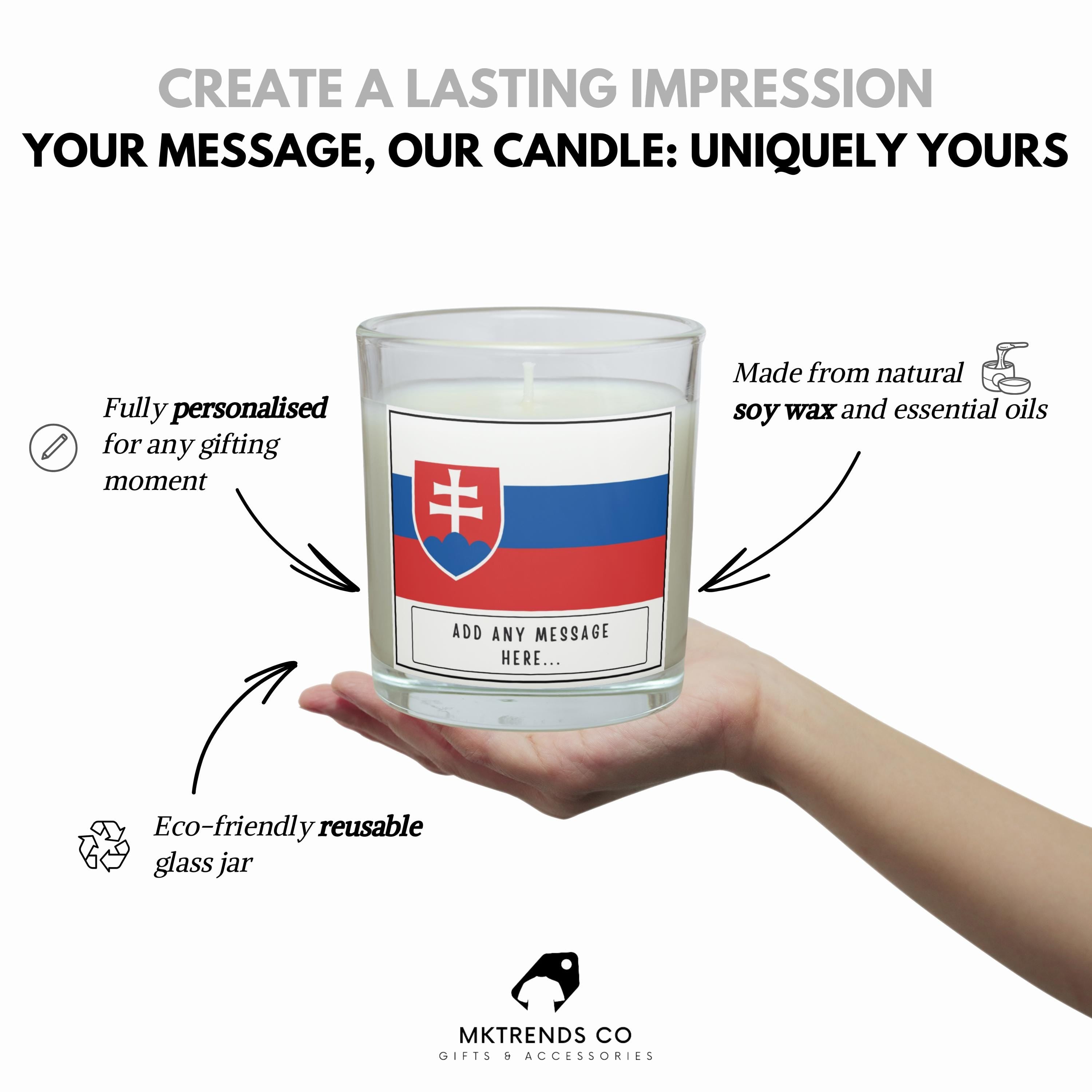 Slovakia Personalised Candle | Flag of Slovakia | Slovak Flag Message Candle | Gift for Slovak | Slovakia Home Decor | Slovak Message Gift Etsy