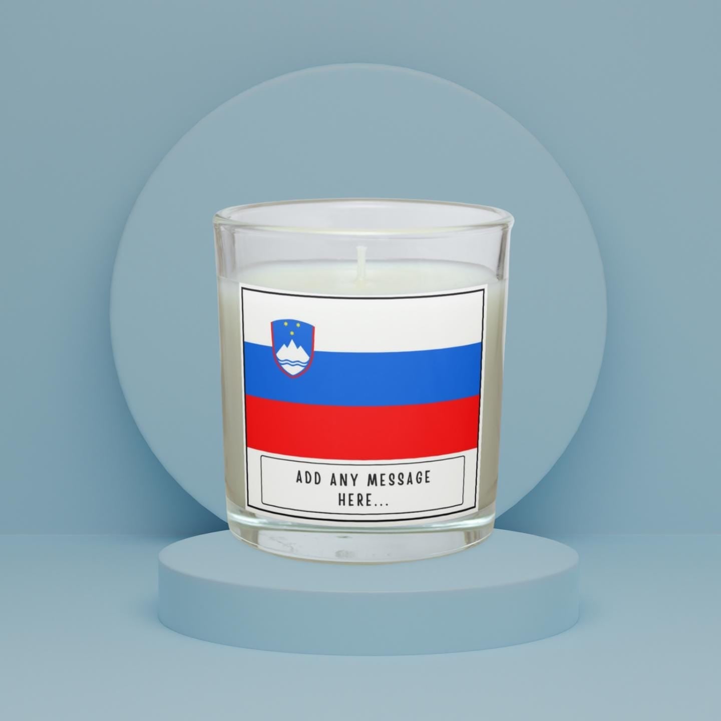 Slovenia Personalised Candle | Flag of Slovenia | Slovenian Flag | Custom Slovenian Message Gift | Slovenian Home Decor | Slovenia Culture Etsy