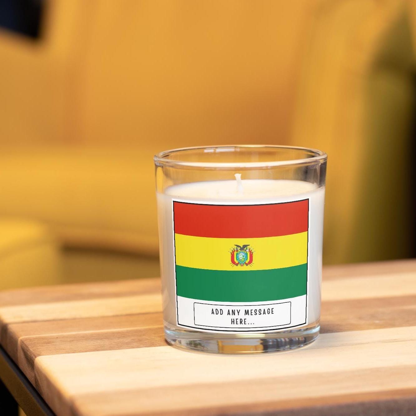Bolivia Personalised Candle | Flag of Bolivia | Bolivian Flag Candle | Custom Bolivian Message Gift | Gift for Bolivian | Bolivia Home Decor Etsy