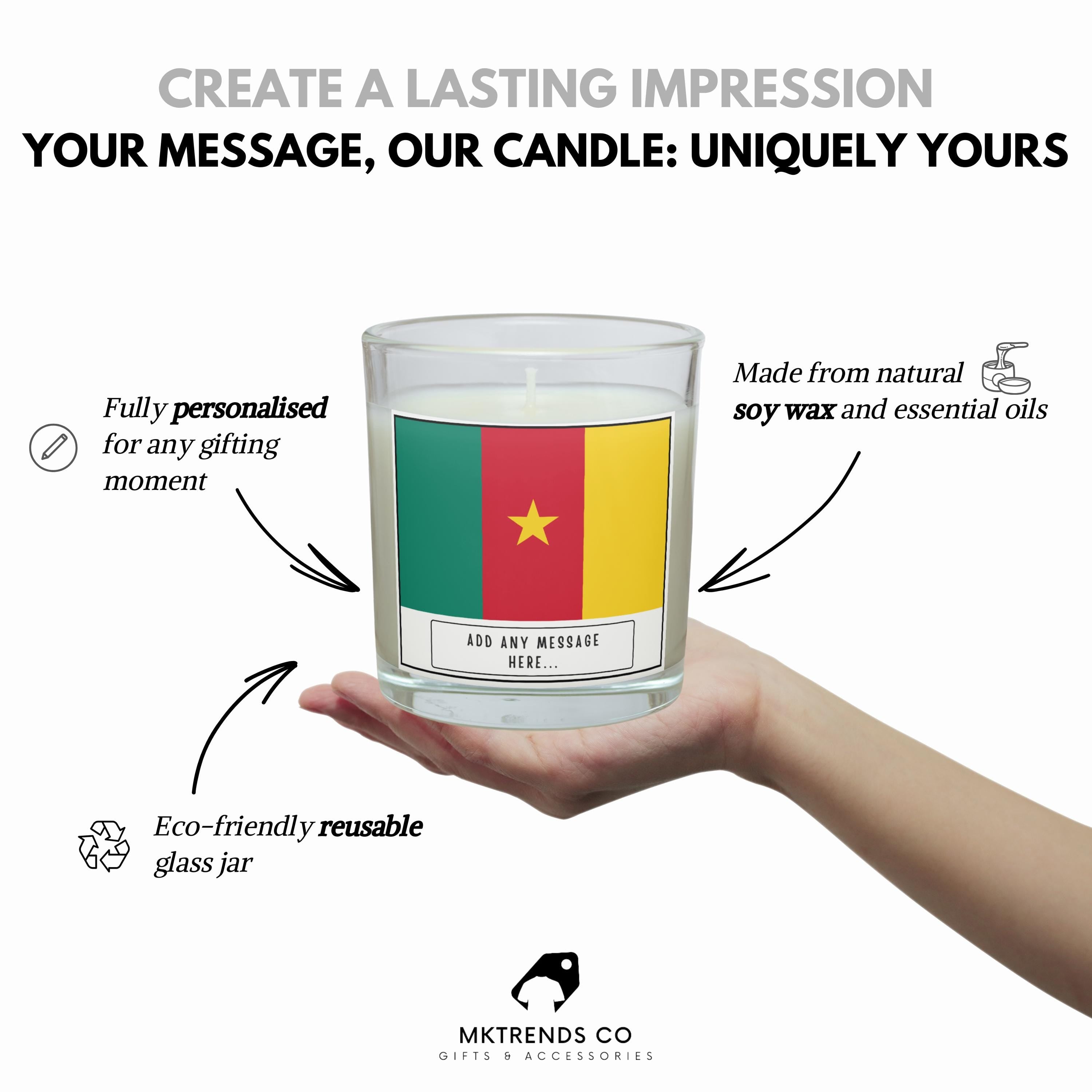 Cameroon Personalised Candle | Cameroon Flag | Cameroonian Flag Gift | Custom Gift for Cameroonian | Cameroon Home Decor | Custom Candle Etsy
