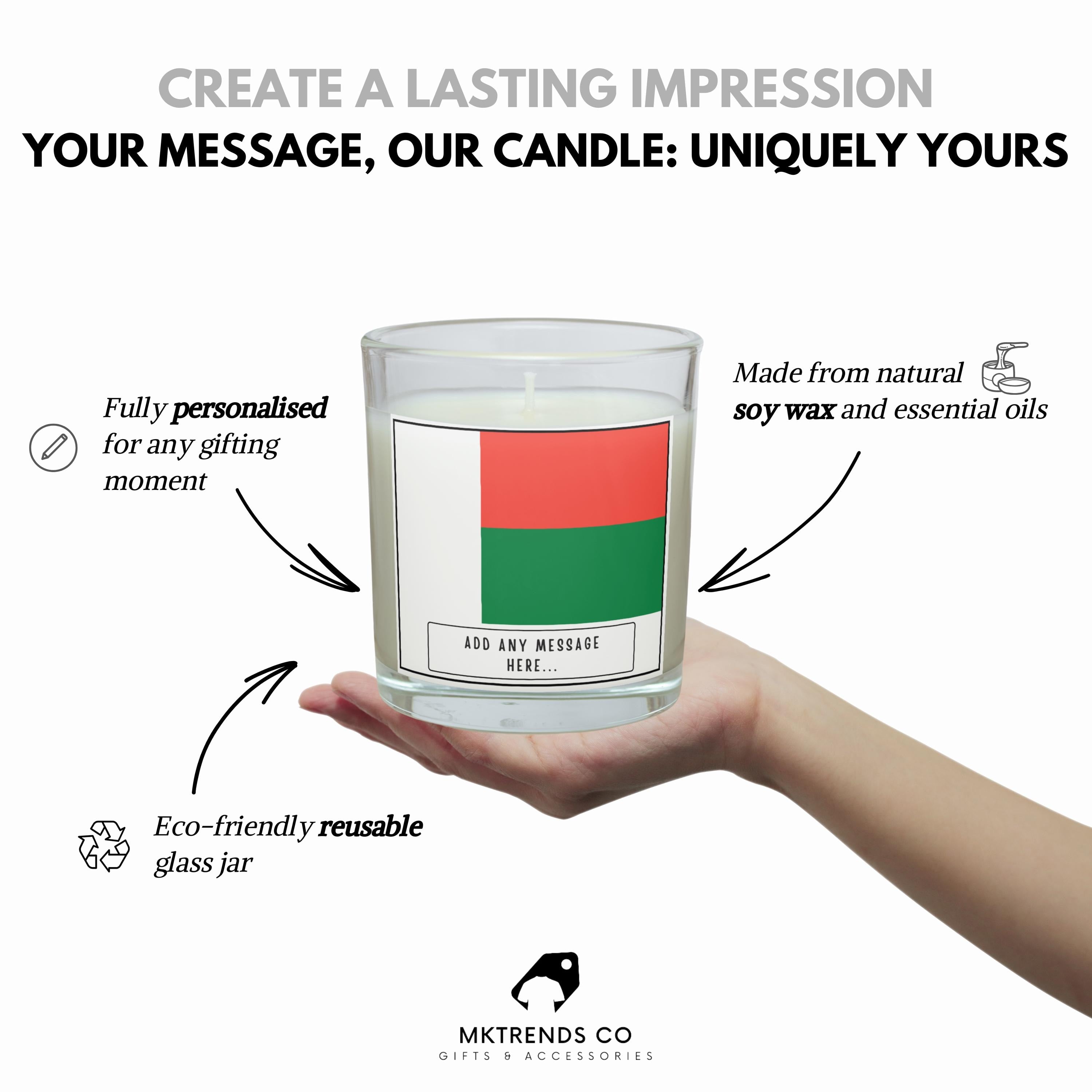 Madagascar Personalised Candle | Flag of Madagascar | Malagasy Flag Candle | Custom Malagasy Message | Gift for Malagasy | Madagascar Decor Etsy