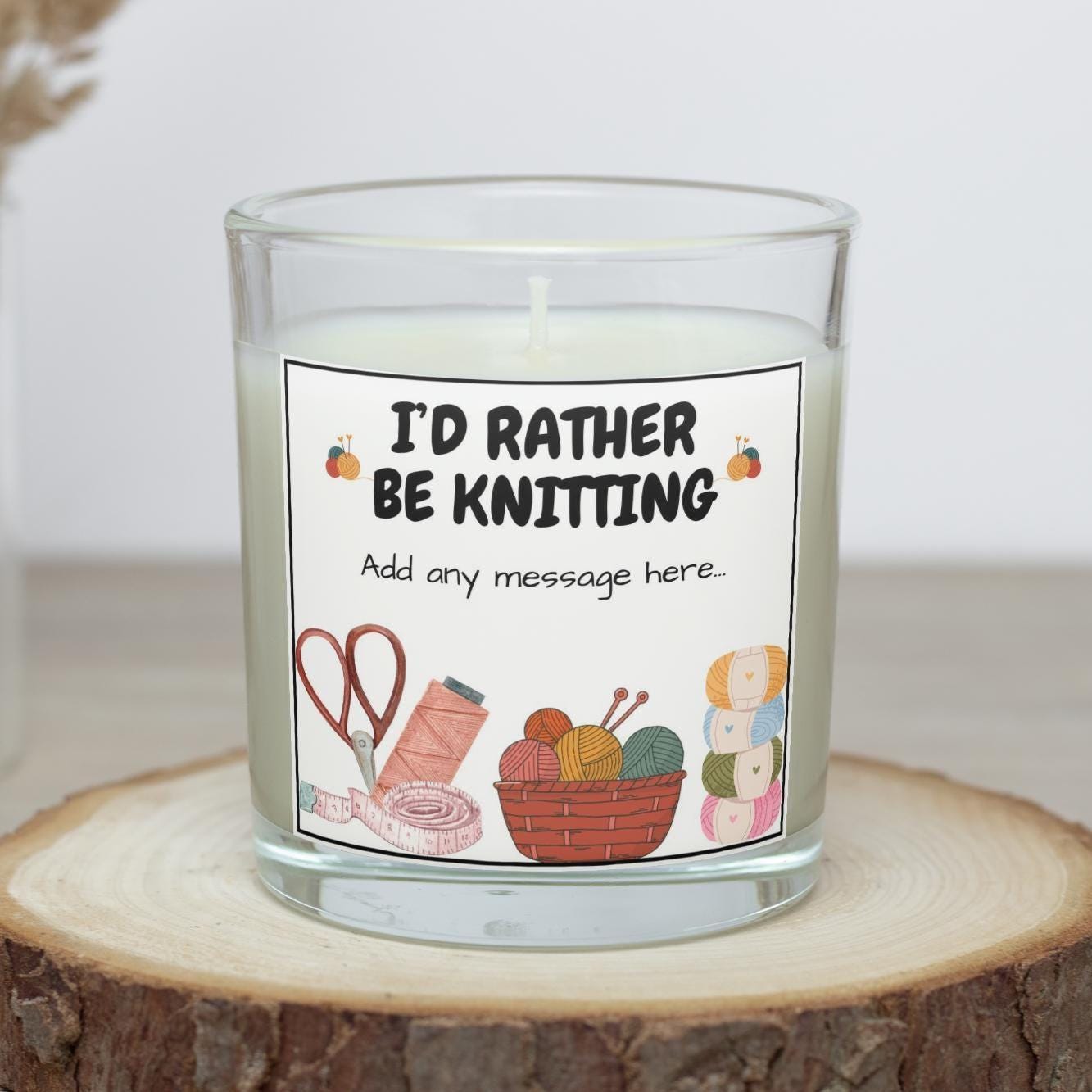 Rather Be Knitting Personalised Candle | Gift For Knitting | Knitting Room Décor | Knitting Lover Gift | Custom Knitting Message Candle Gift Etsy