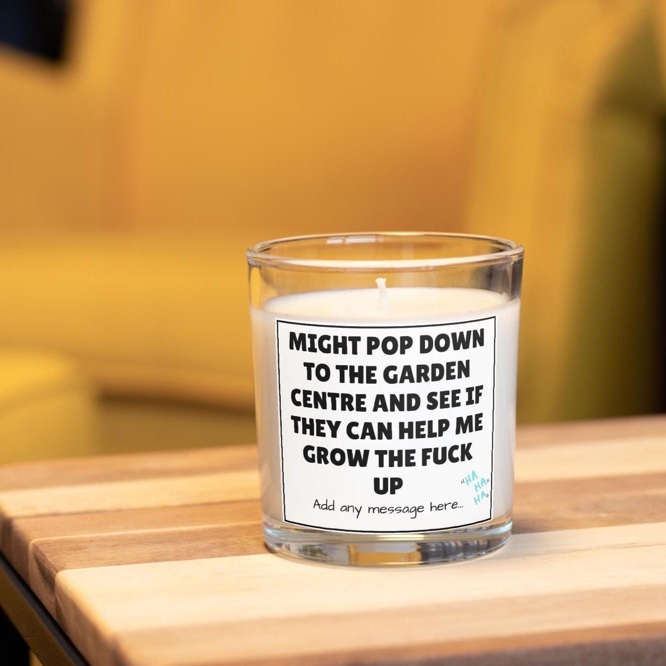 Funny Grow Up Personalised Candle | Novelty Childish Funny Gift | Funny Garden Centre Message Gift | Sarcastic Gift | Gift for Him or Her Etsy