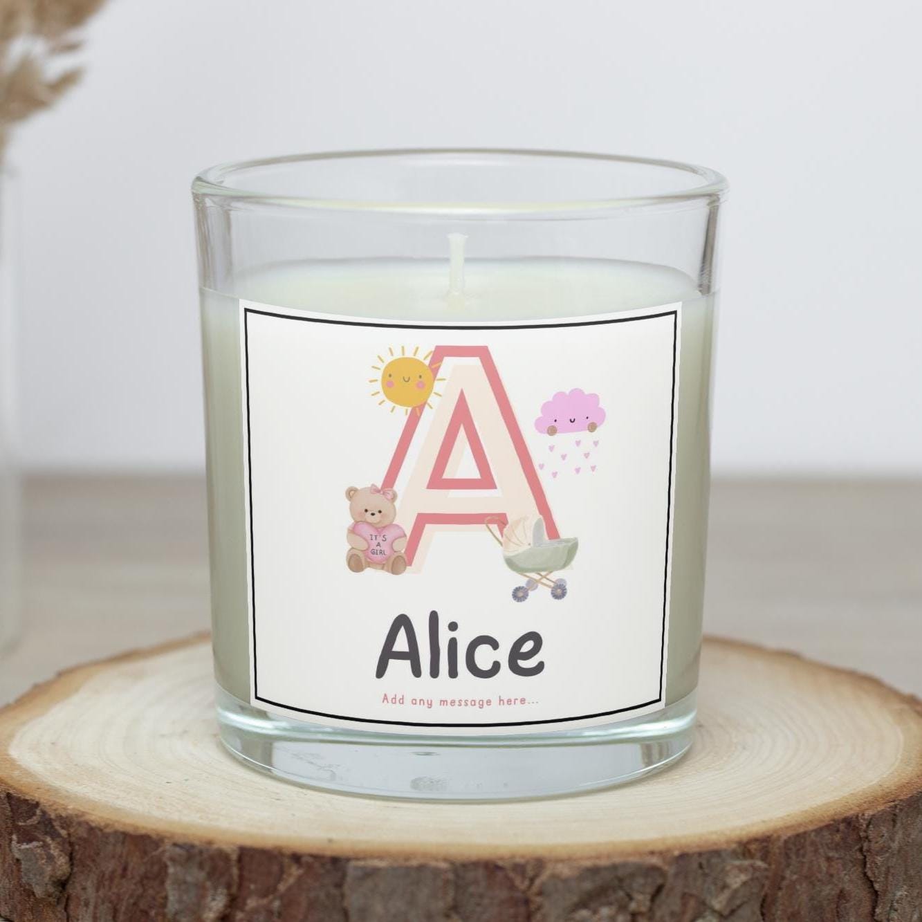 Baby Girl Name & Initial Personalised Candle | Newborn Girl Gifts | Nursery Decoration | New Parent Gifts | Custom Baby Shower Candle Gifts Etsy