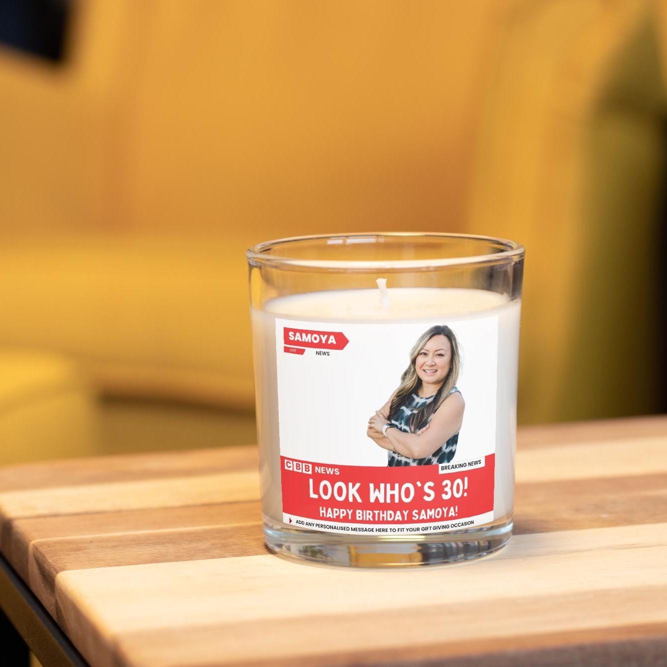 Happy 30th Birthday Personalised Soy Wax Candle | Funny News Style Photo & Message Gift | Novelty 30th Birthday Gift Etsy